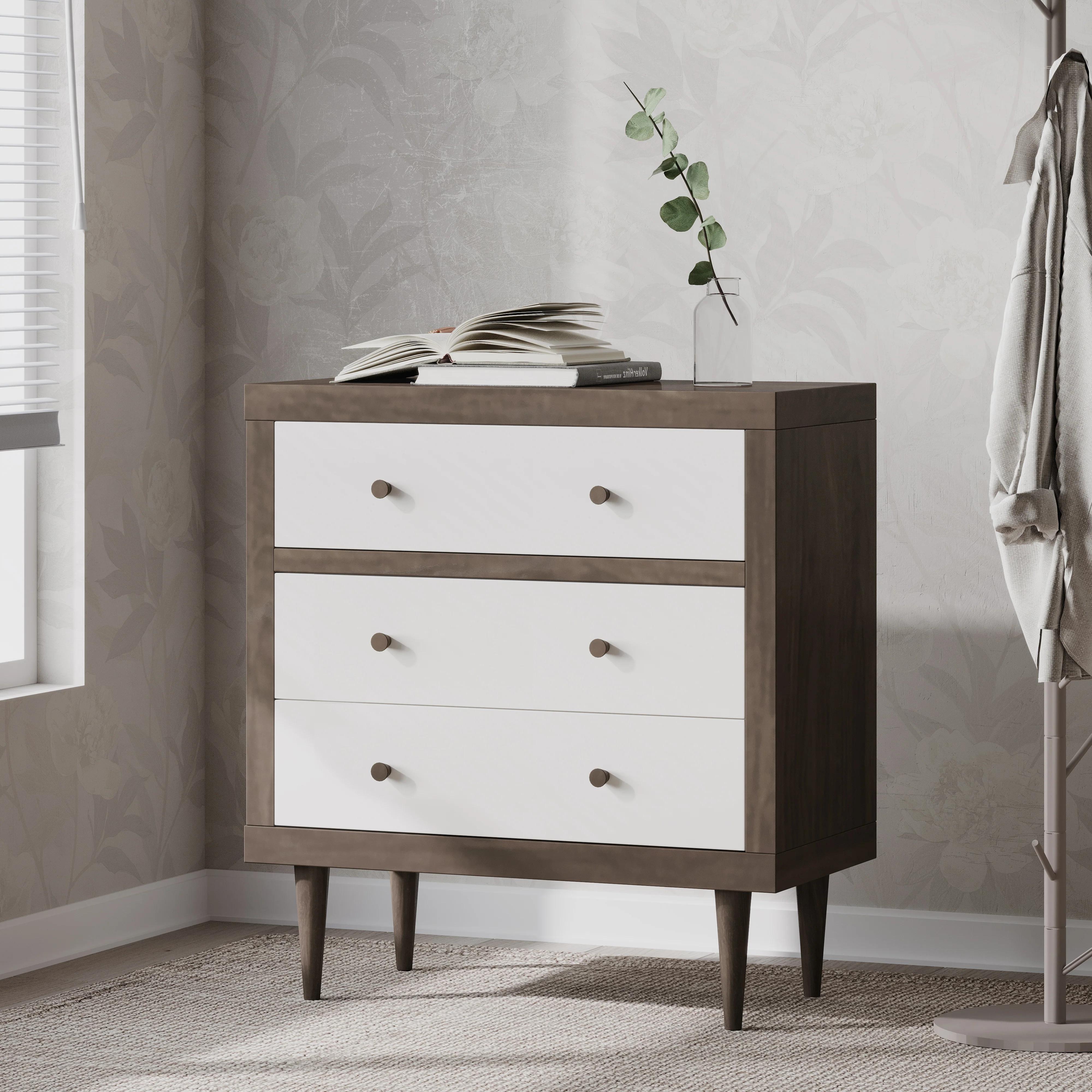 Farhart Mid Century Modern 3 Drawer Chest - furnishings