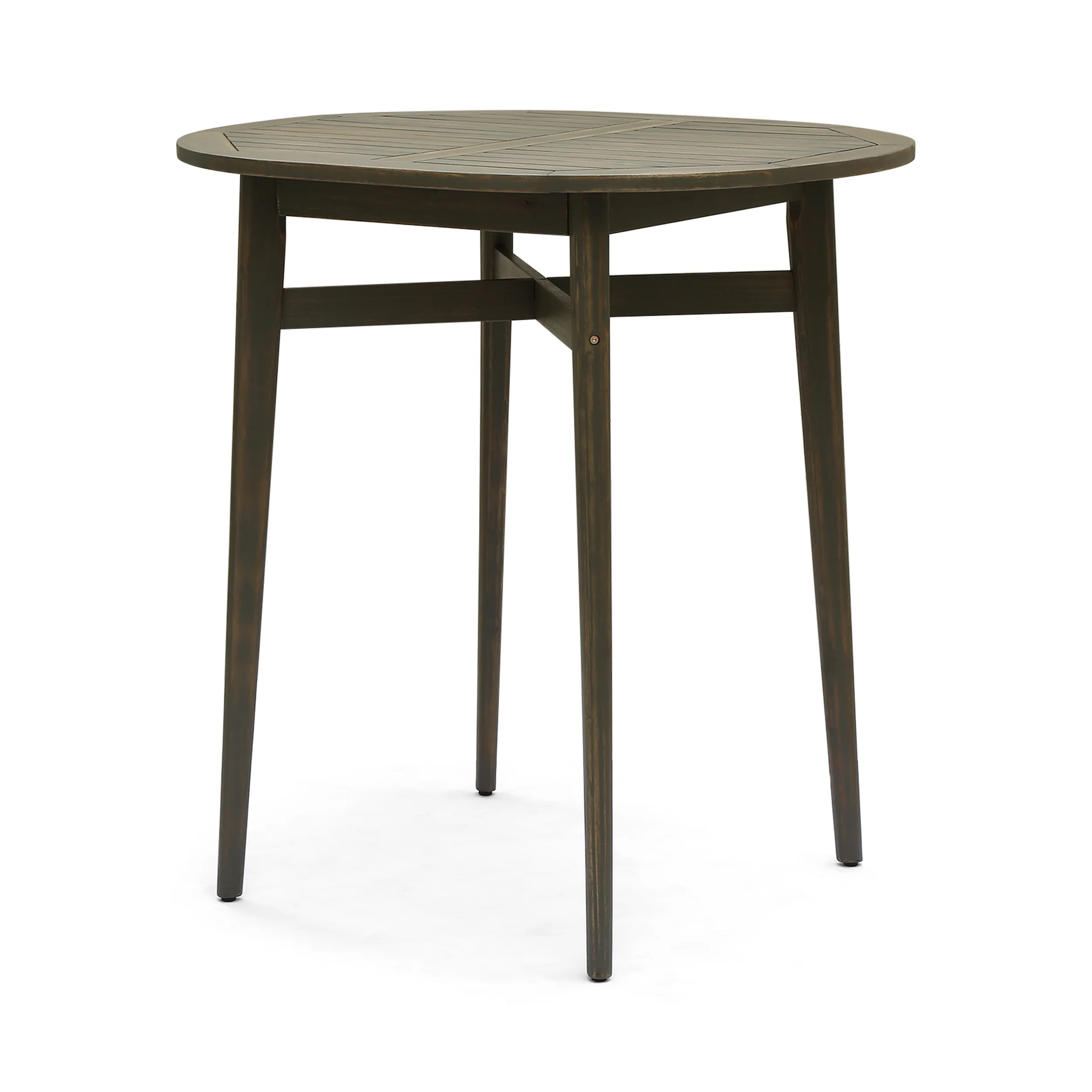 Stanford Outdoor Rustic Acacia Wood Bar Table with Slat Top - furnishings