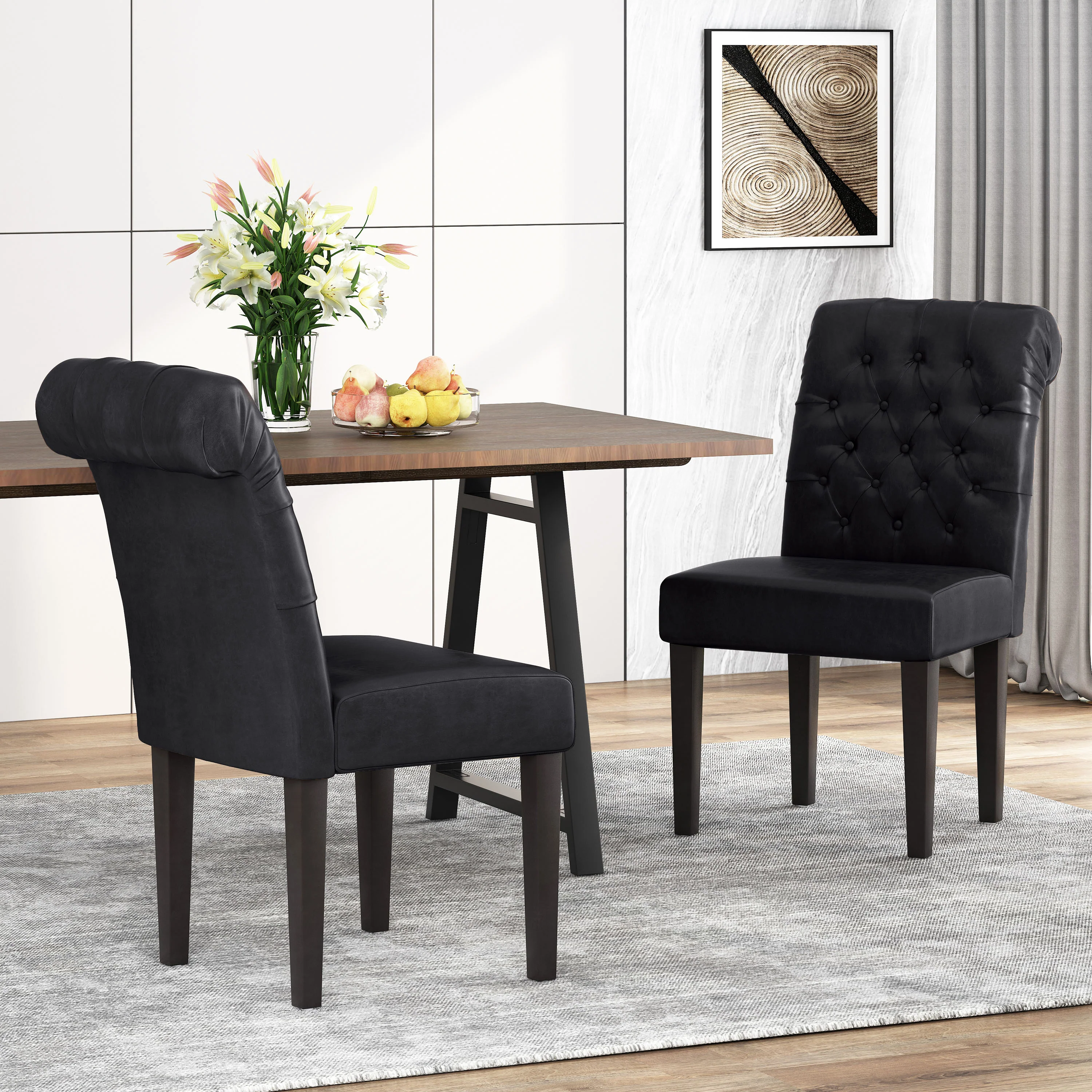 Emerson Contemporary Tufted Rolltop Dining Chairs, Set of 2 - furnishings