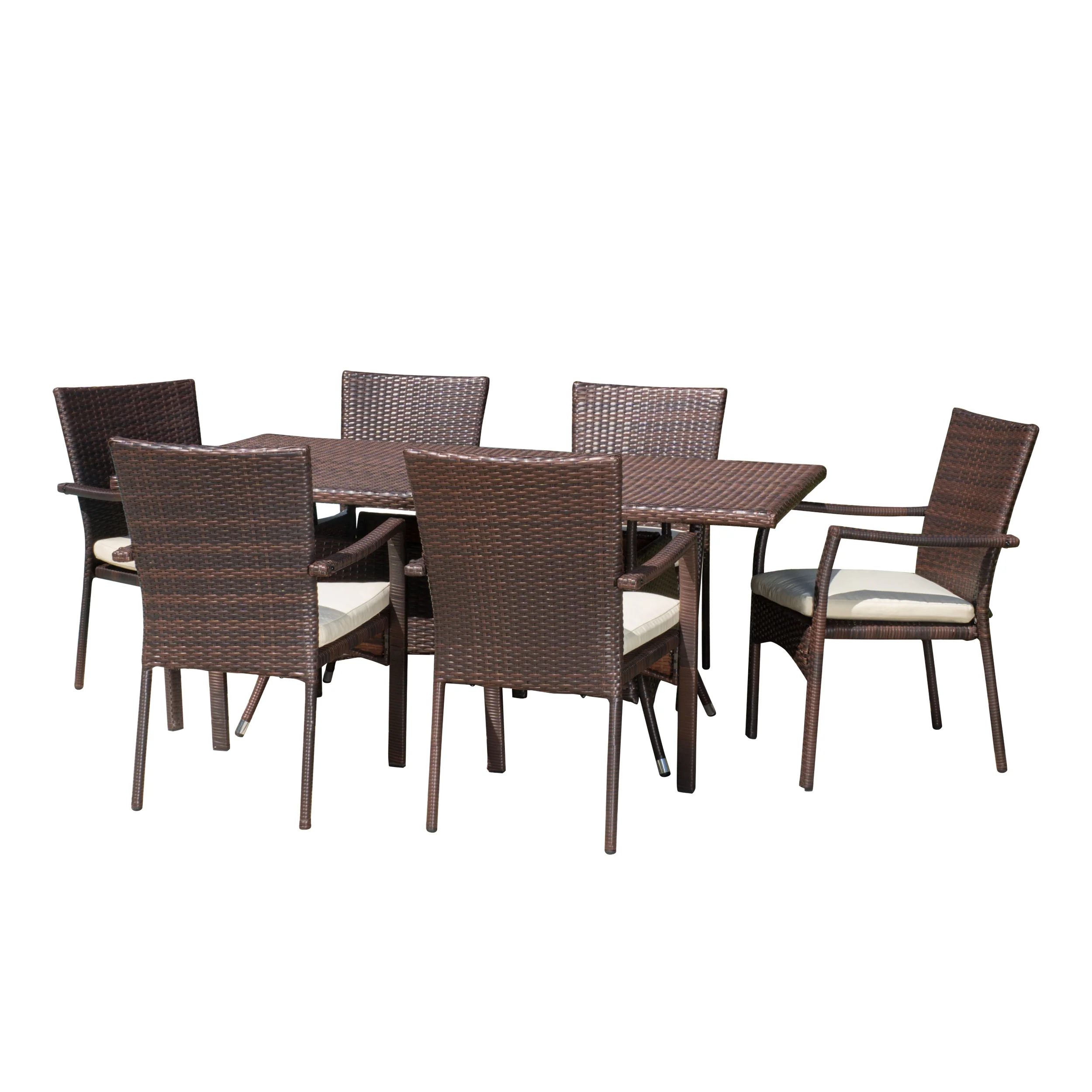 Grant Outdoor 7-piece Wicker Dining Set with Cushions - furnishings