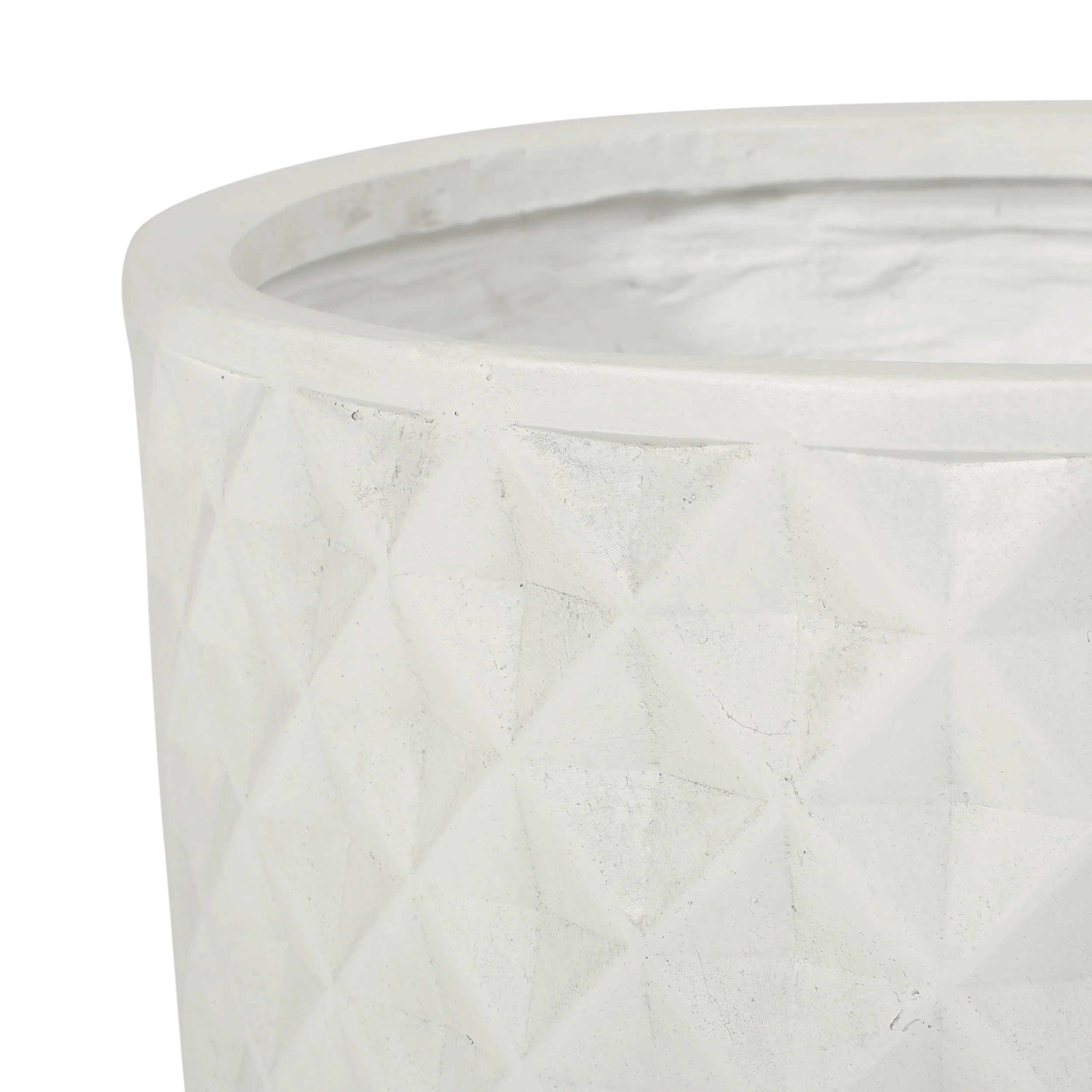 Wilbert Outdoor Medium and Large Cast Stone Planter Set, Antique White - furnishings