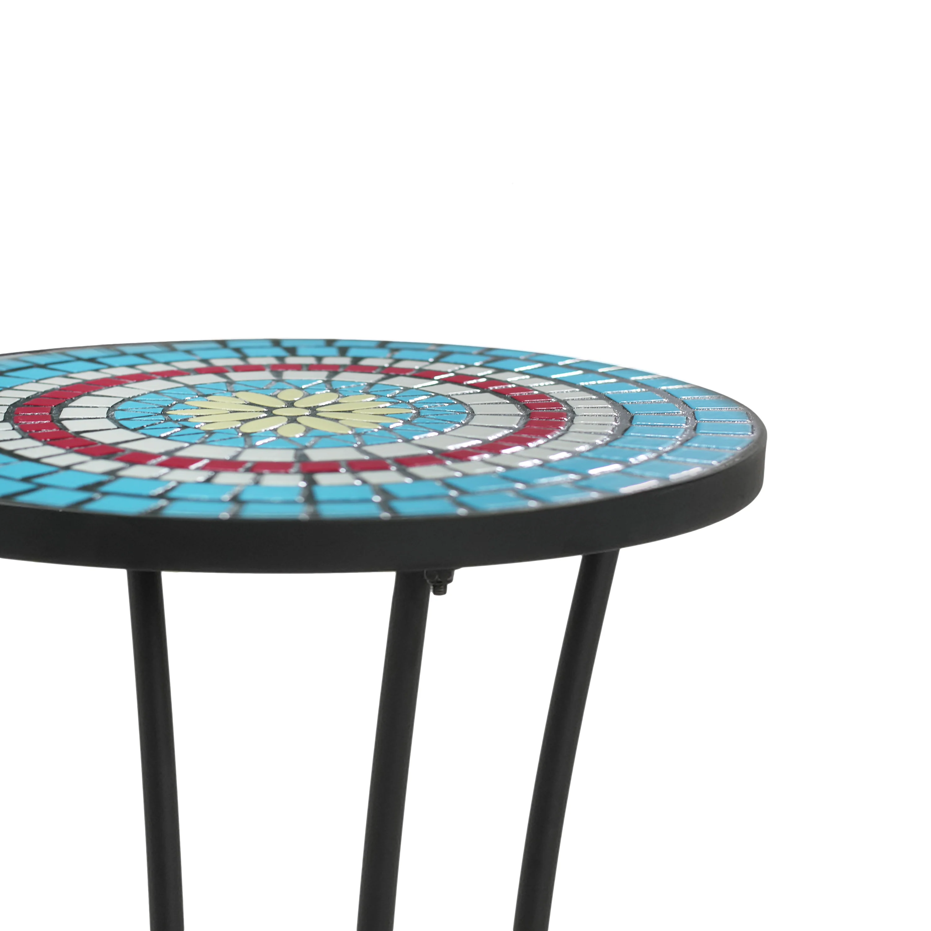 Eulalie Outdoor Patio Round Side Table with Shelf - furnishings