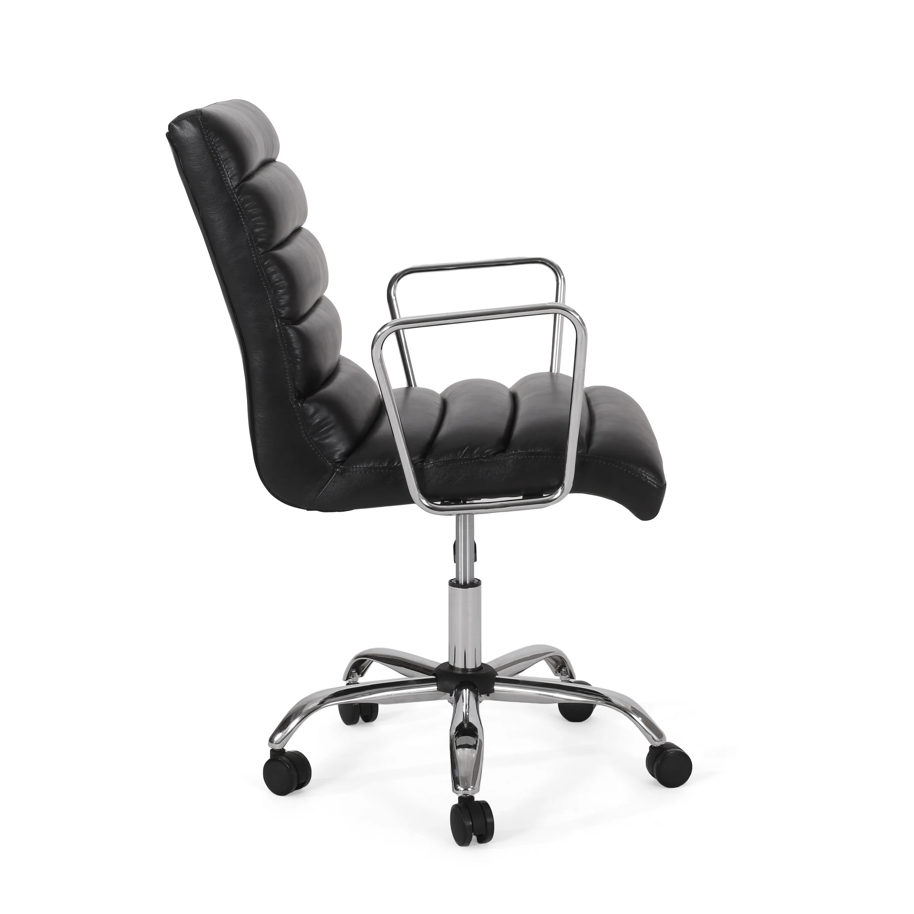 Gilmans Contemporary Faux Leather Channel Stitch Swivel Office Chair - furnishings