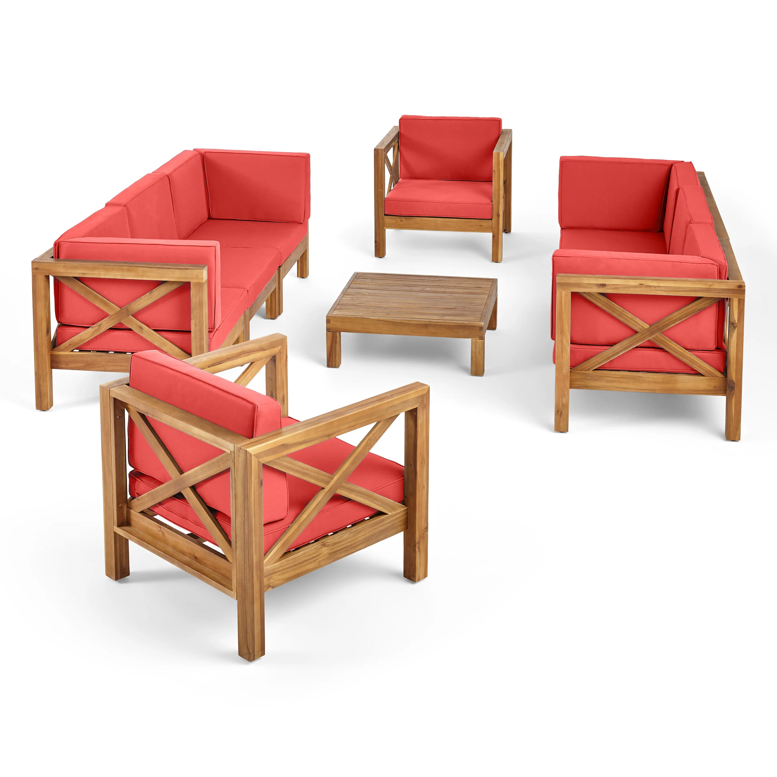 Morgan Outdoor 8 Seater Acacia Wood Sofa and Club Chair Set - furnishings