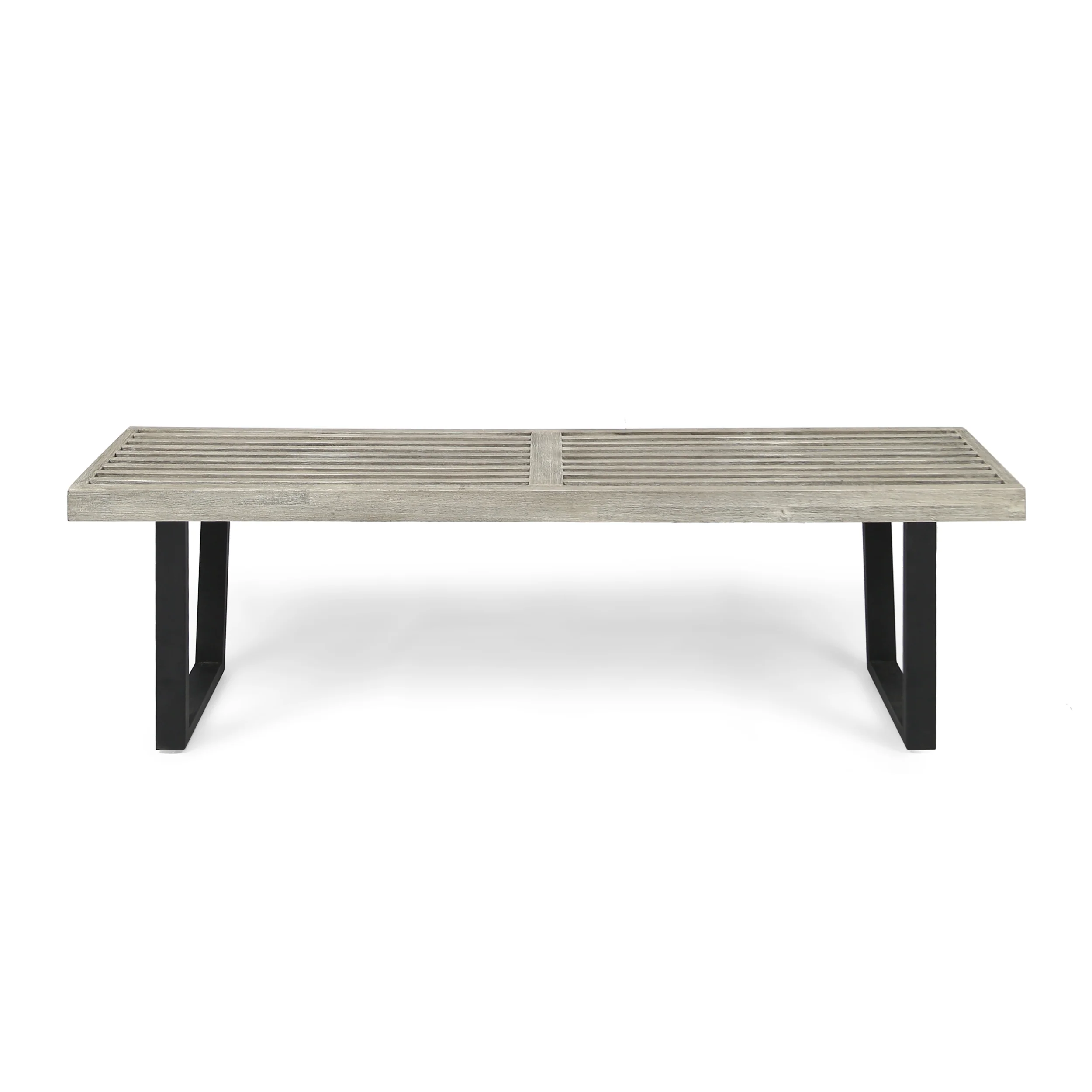 Joa Patio Dining Bench, Acacia Wood with Iron Legs, Modern, Contemporary - furnishings
