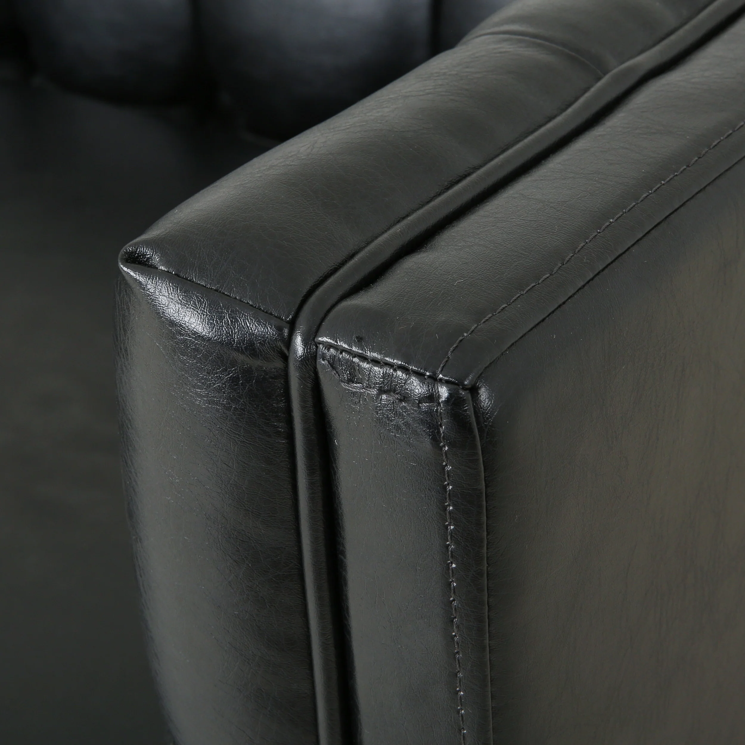 Silkie Contemporary Faux Leather Tufted 3 Seater Sofa - furnishings