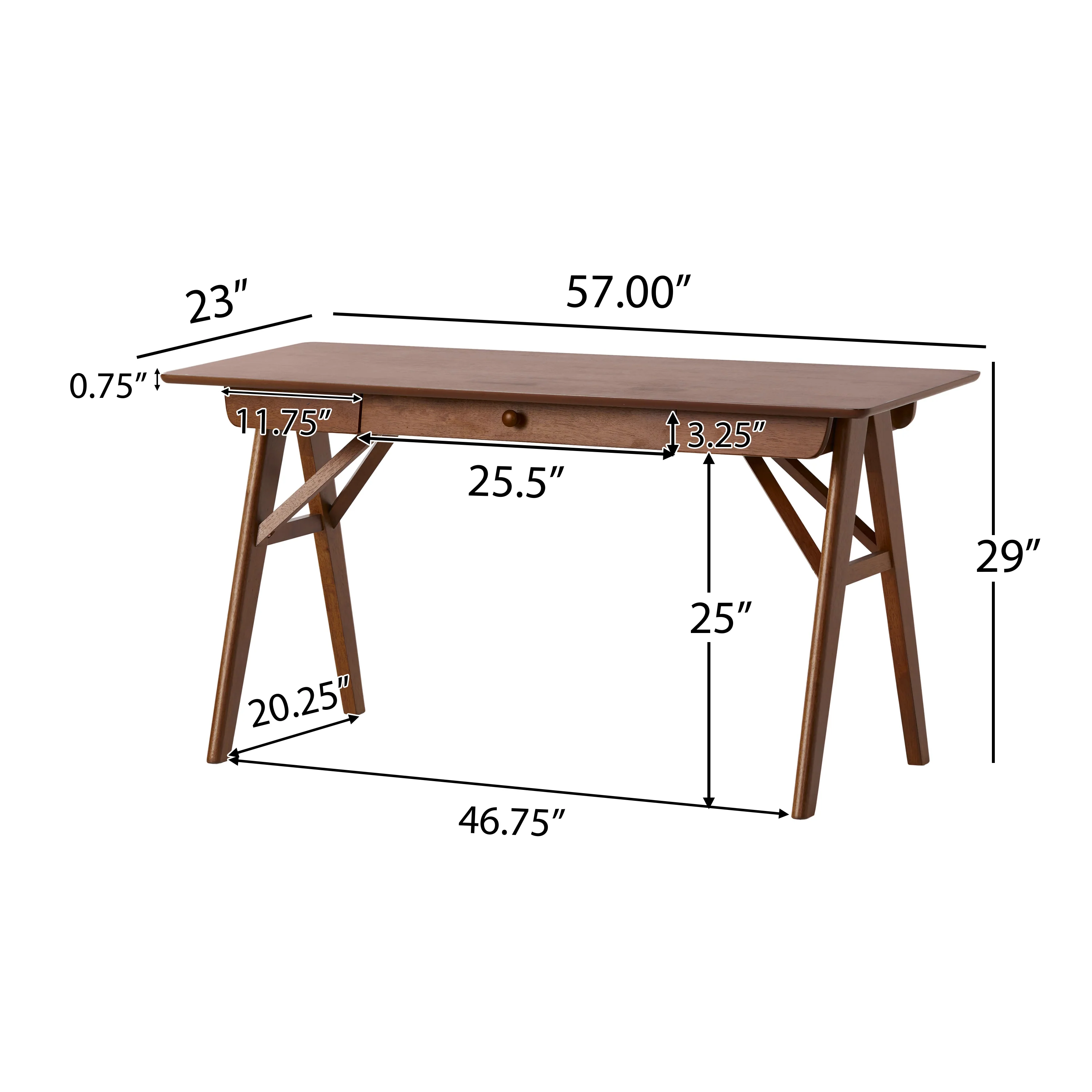 Raever Mid Century Wood Desk, Walnut - furnishings