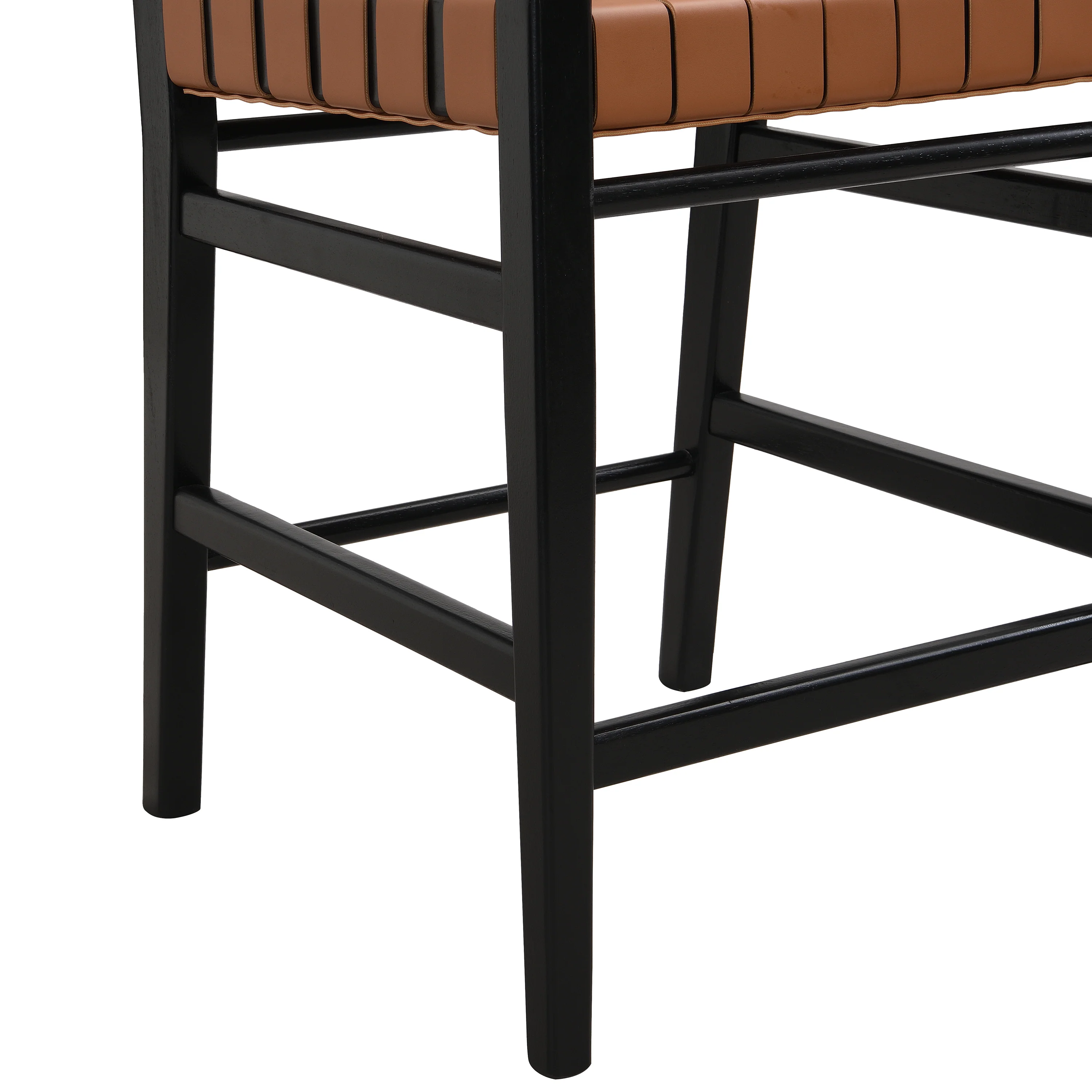 Zephyre Modern Black PU and Wood Counter Stools, Set of 2 - furnishings