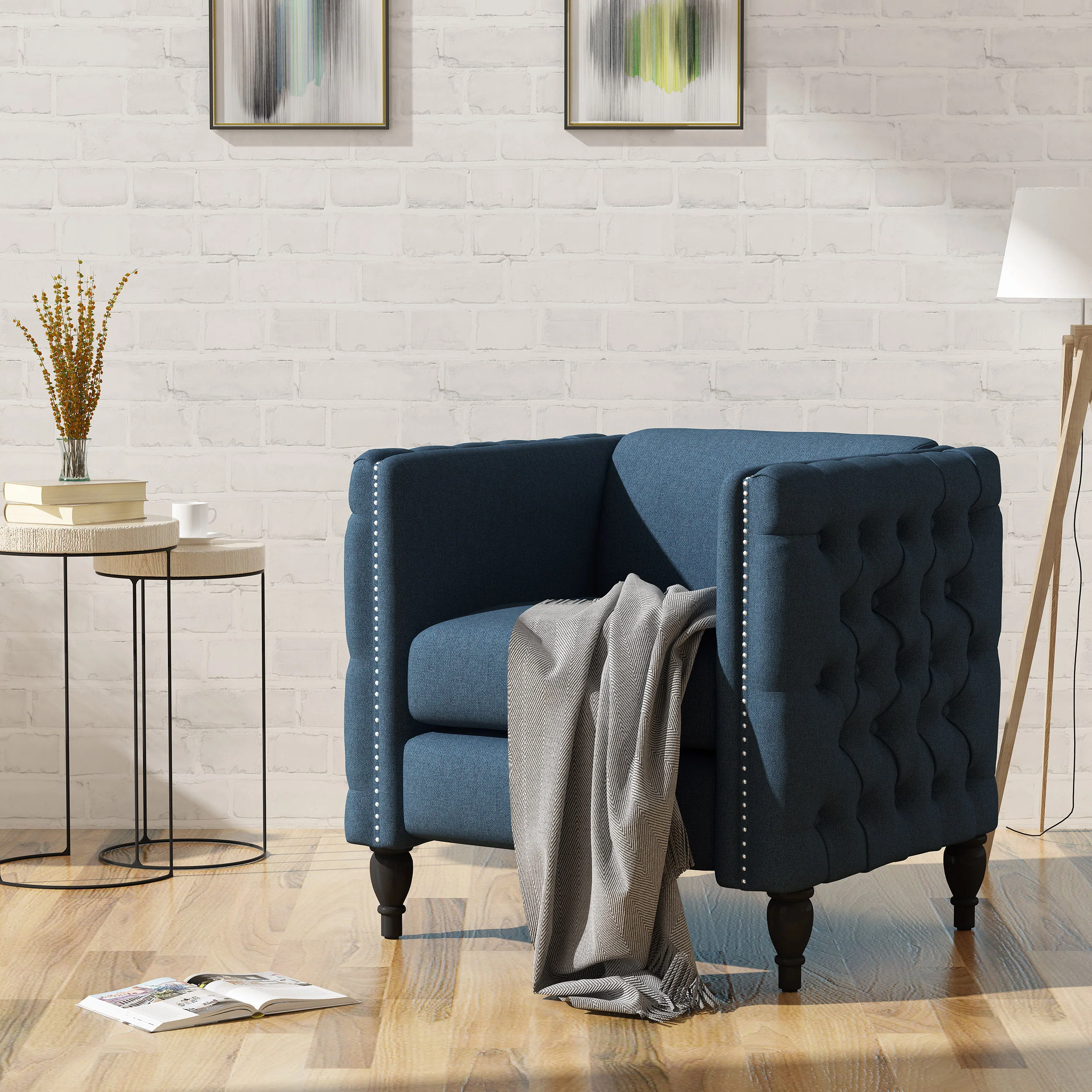 Karl Modern Tufted Fabric Armchair - furnishings