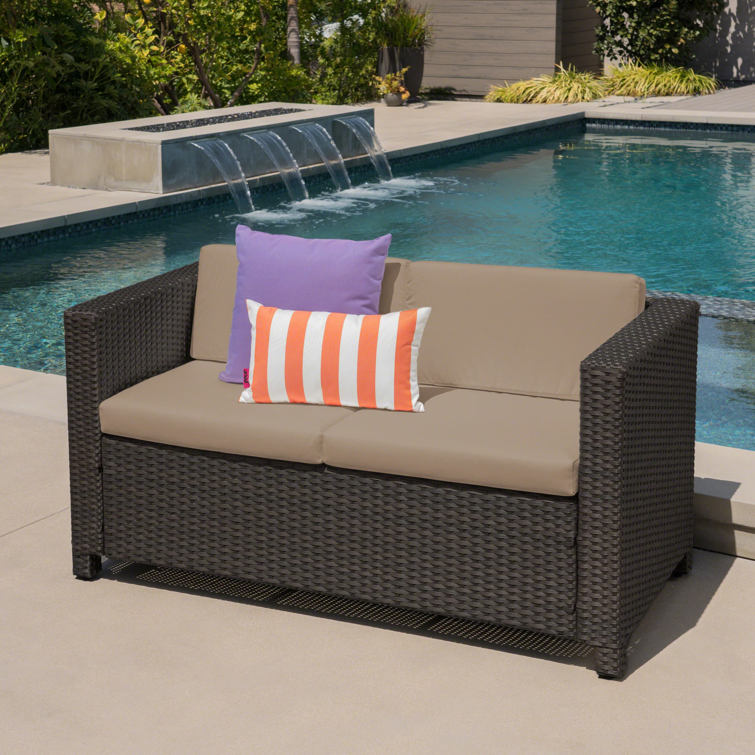 Venice Outdoor PE Wicker Love Seat - furnishings