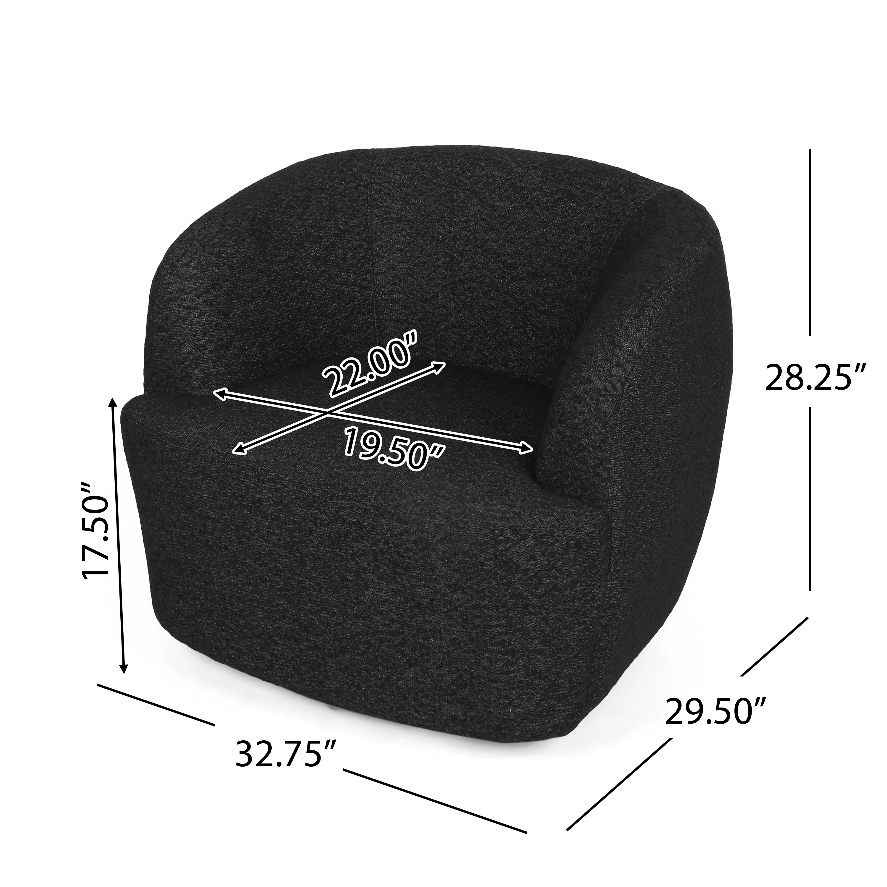 Sydmor Contemporary Boucle Upholstered Swivel Club Chair - furnishings