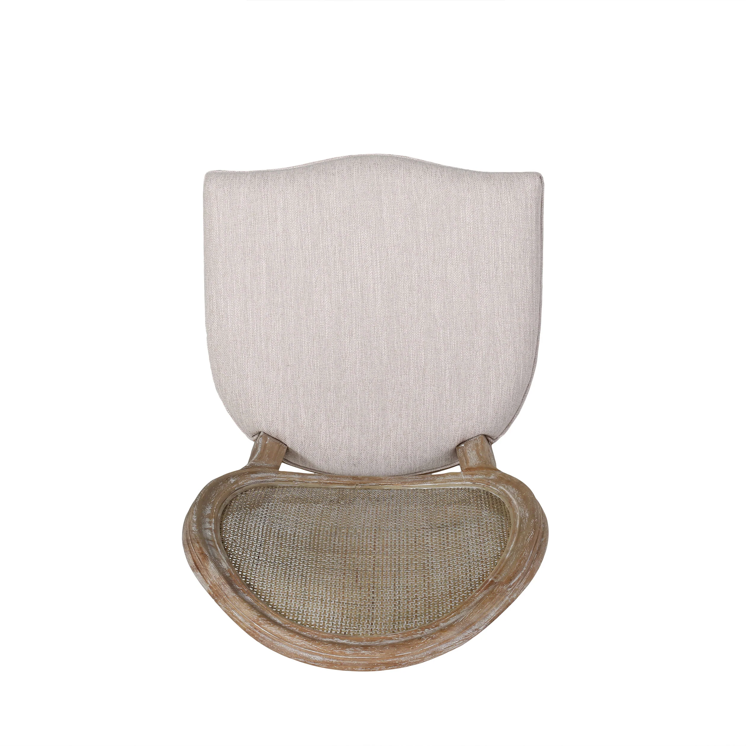 Karlene Farmhouse Fabric Upholstered Wood and Rattan 7 Piece Dining Set, Natural, Rustic Metal, and Beige - furnishings