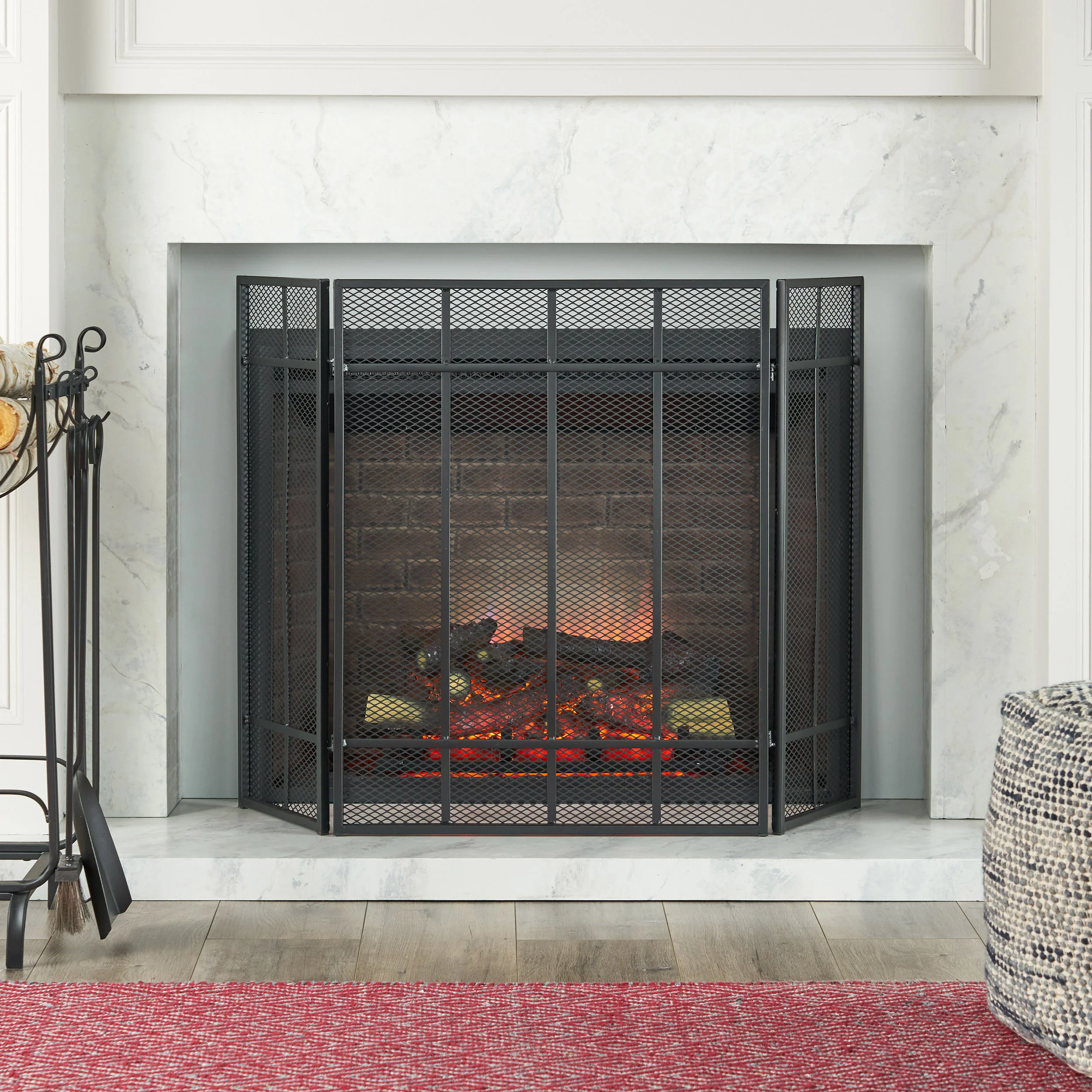 Raven Modern Iron Fireplace Screen - furnishings