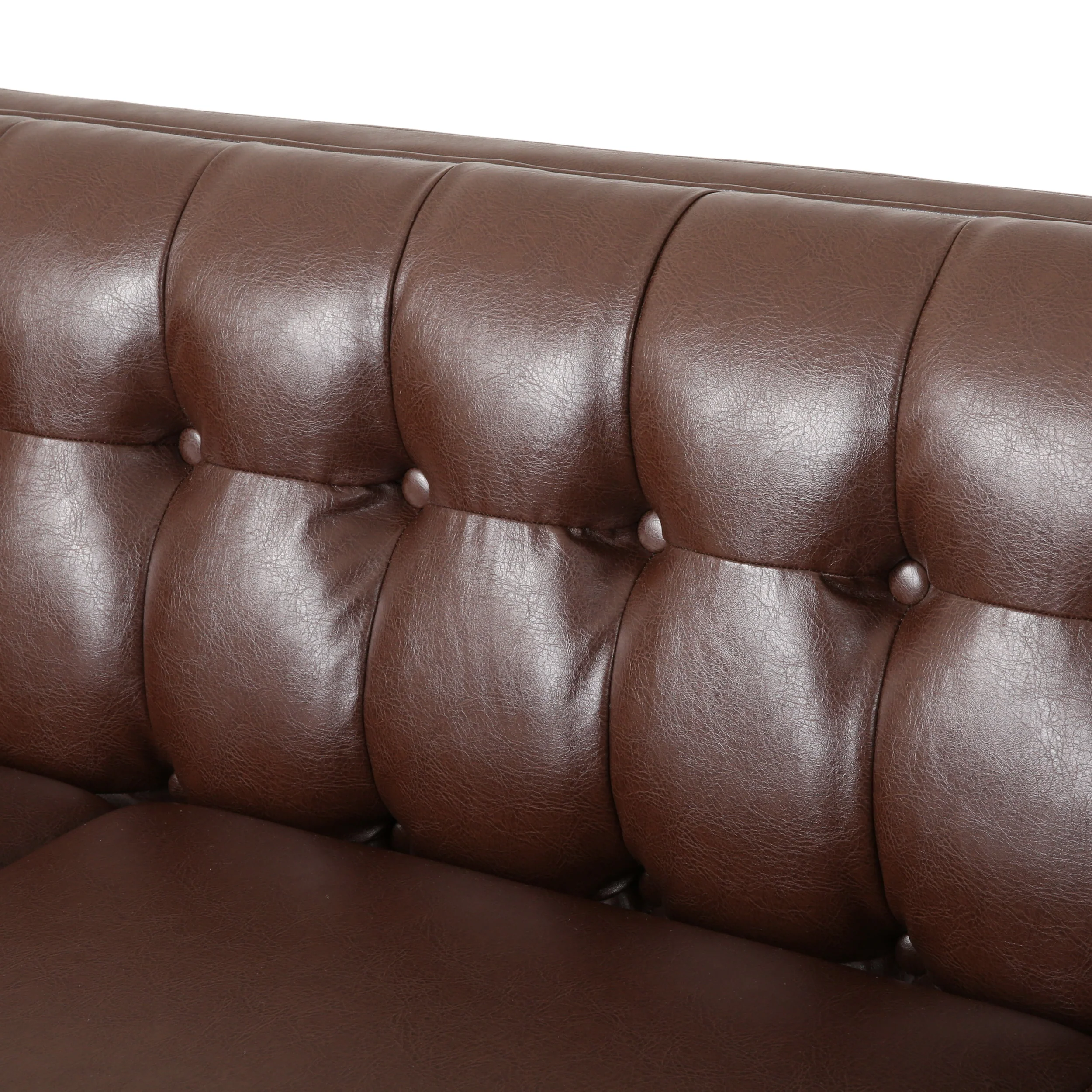 Silkie Contemporary Faux Leather Tufted 3 Seater Sofa - furnishings