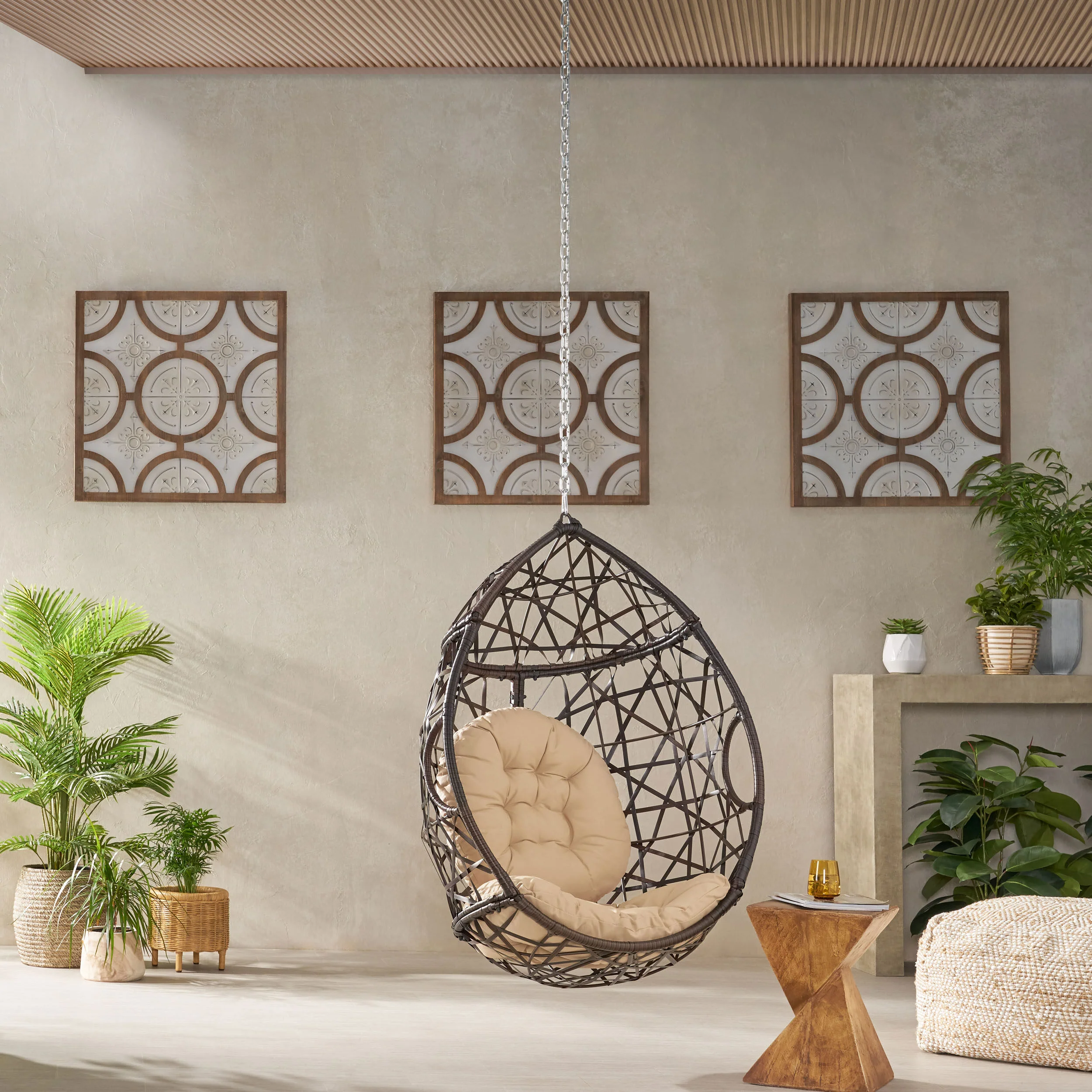 Layden Indoor/Outdoor Wicker Hanging Egg / Teardrop Chair (NO STAND) - furnishings