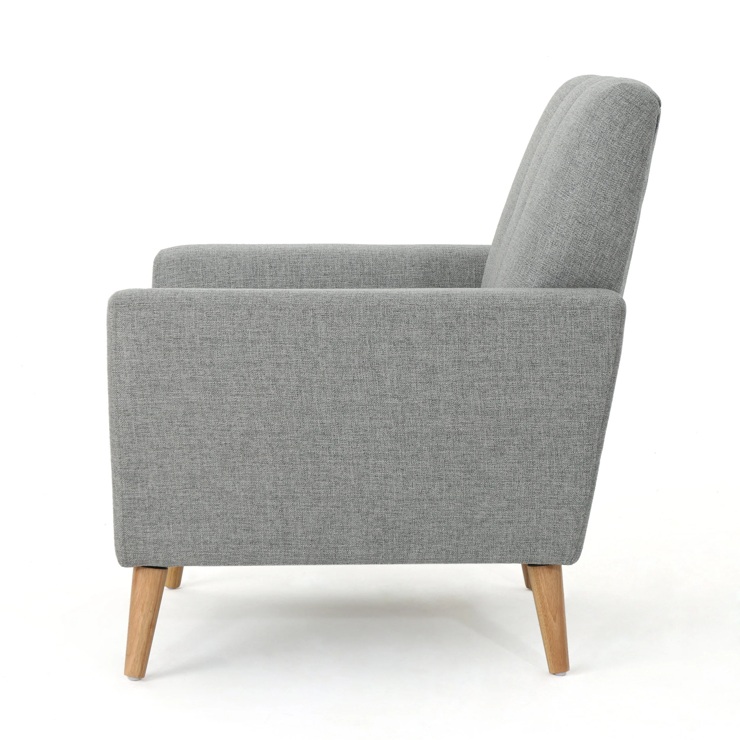 Angelica Mid Century Button Tufted Fabric Club Chair with Channel Stitching - furnishings