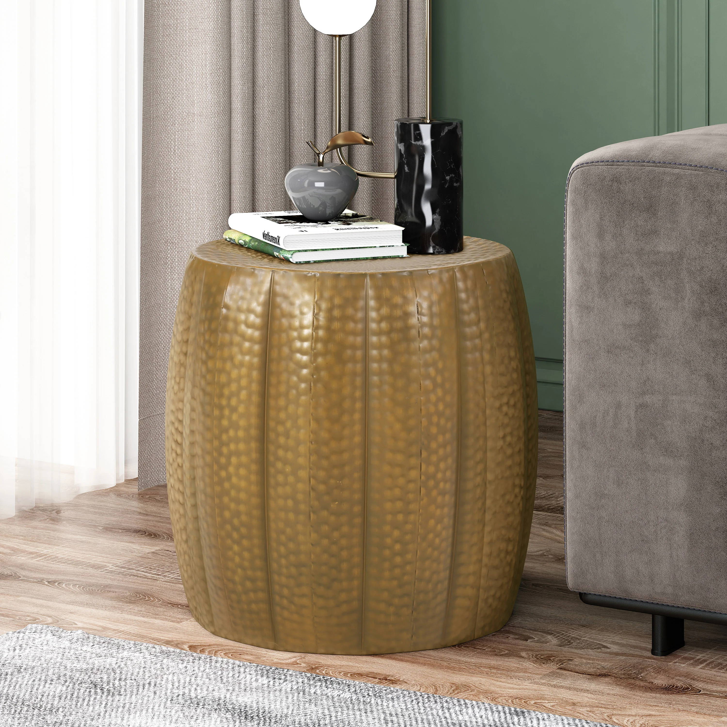 Craigue Modern Iron Mandala Pumpkin Side Table - furnishings