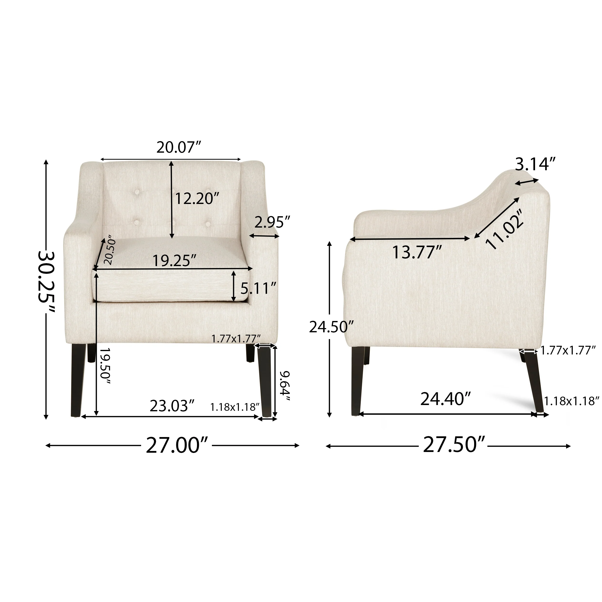 Aragon Contemporary Fabric Tufted Accent Chair - furnishings
