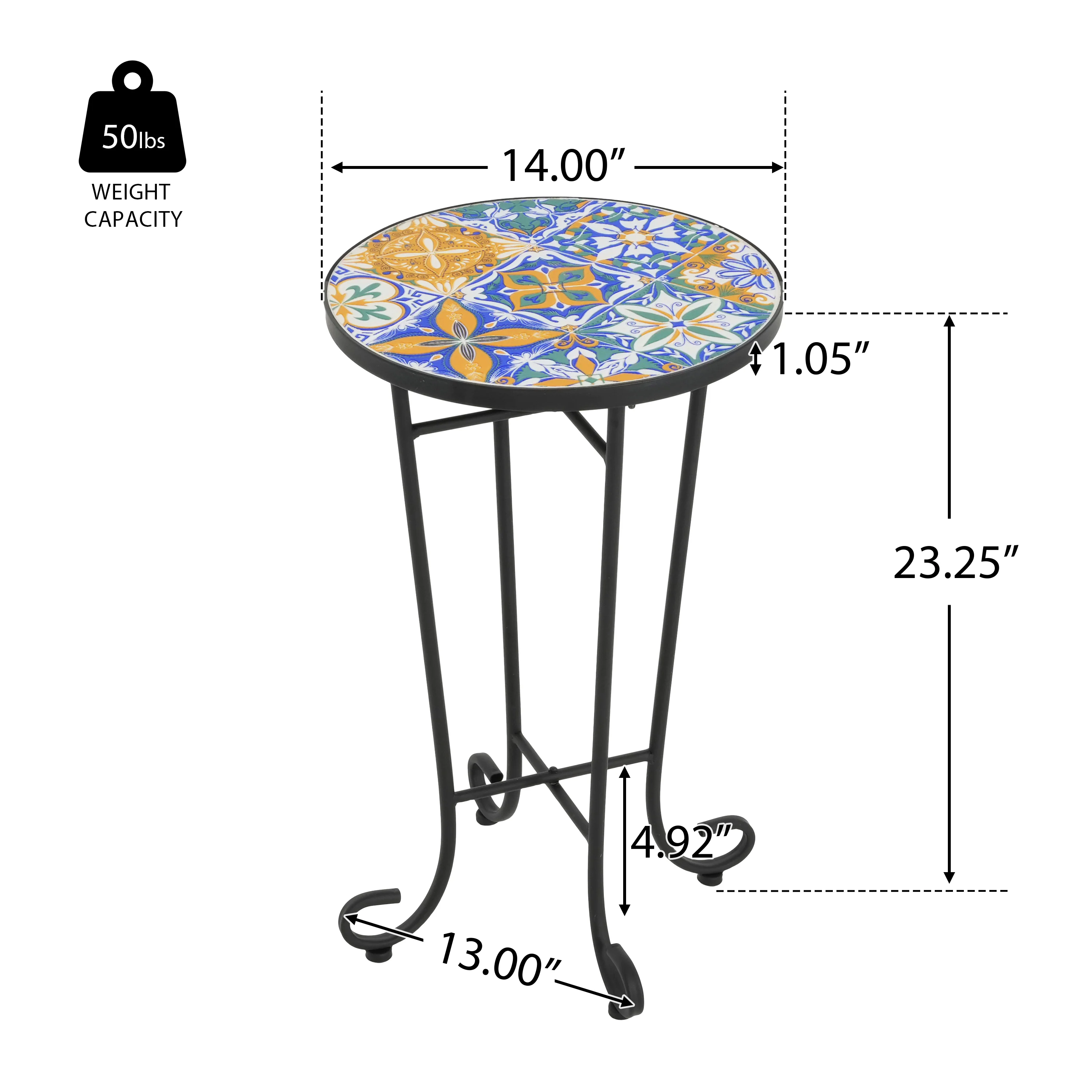Cassian Outdoor Patio Round Side Table - furnishings