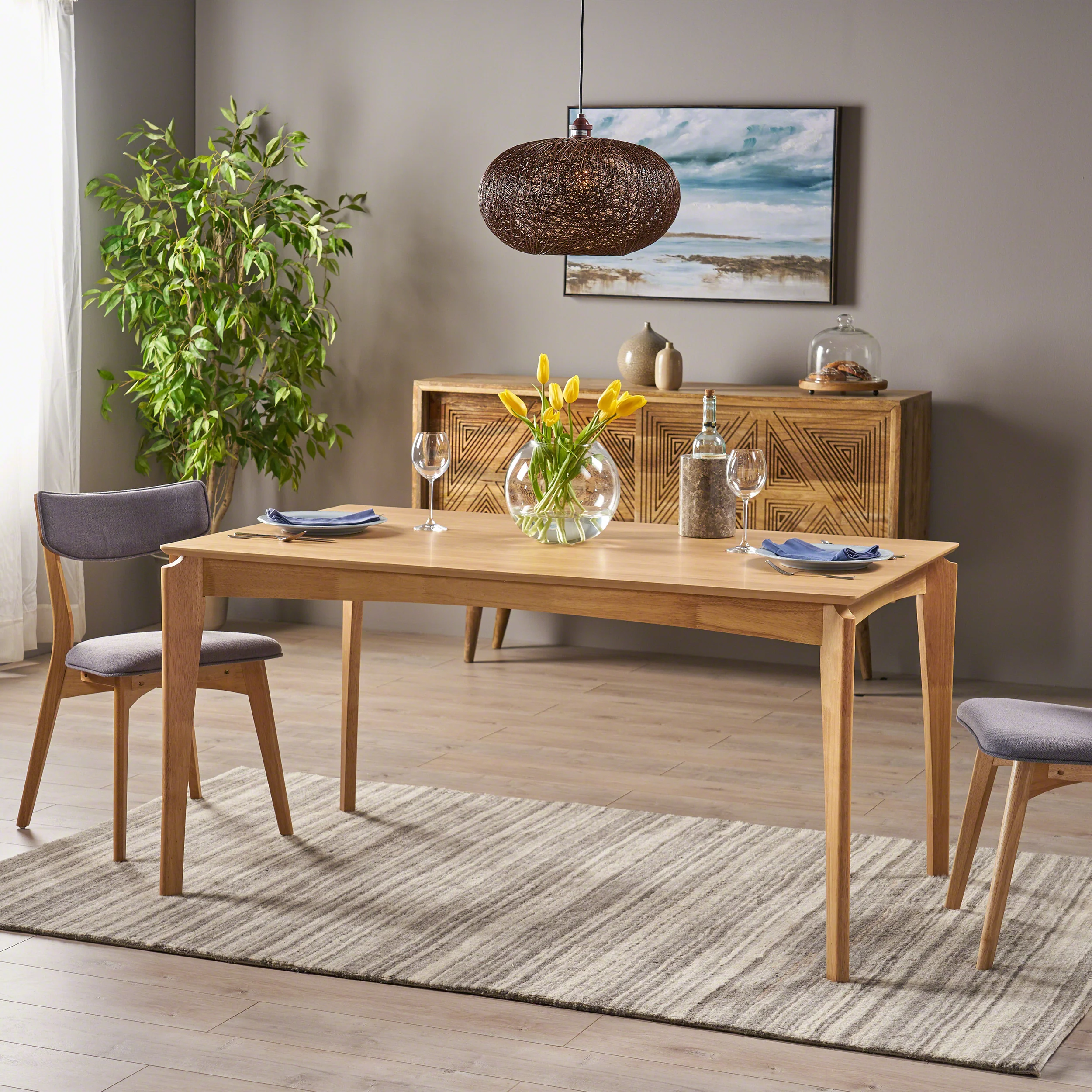 Laveer Mid Century Modern Wood Dining Table - furnishings