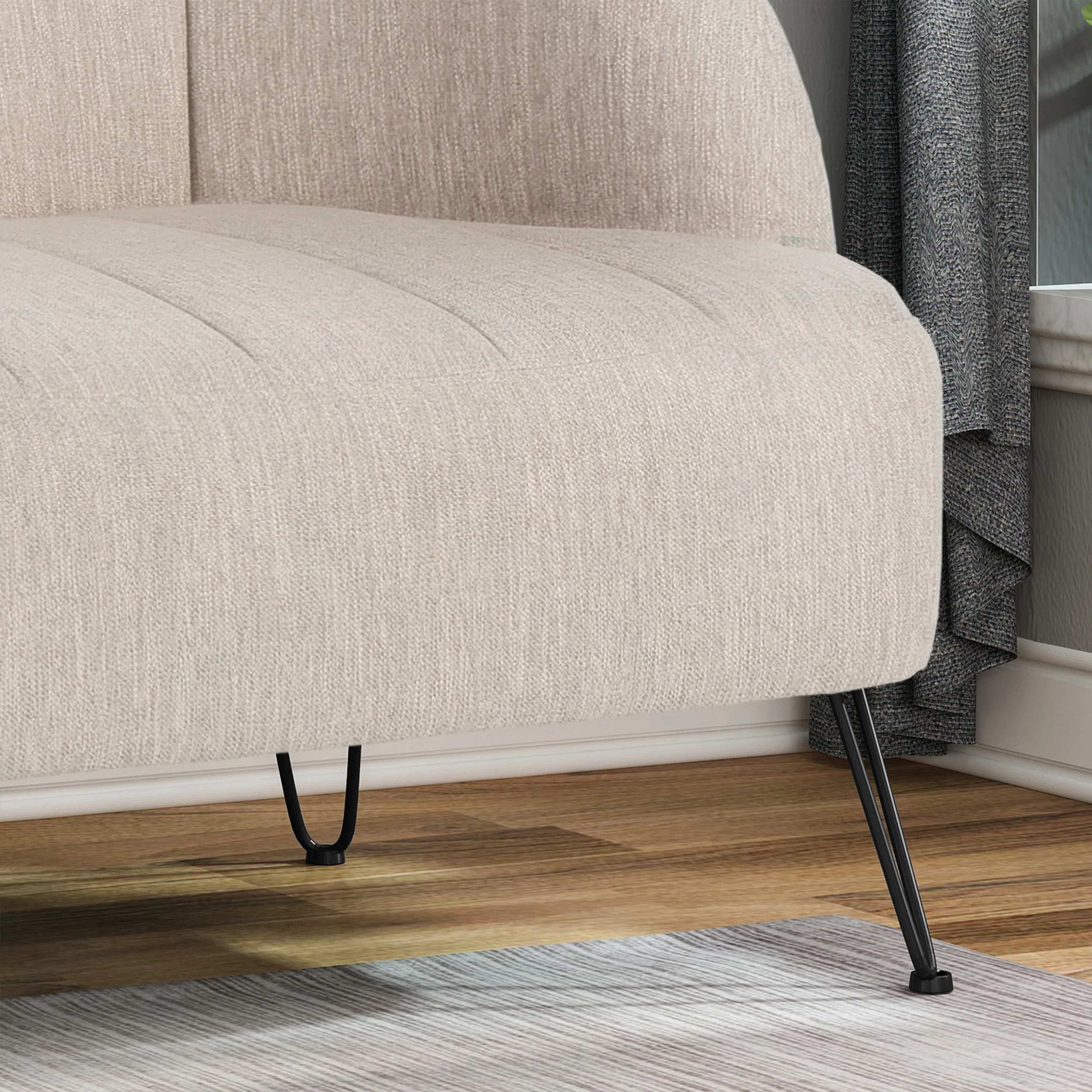 Kyra Modern Fabric Settee with Hairpin Legs - furnishings