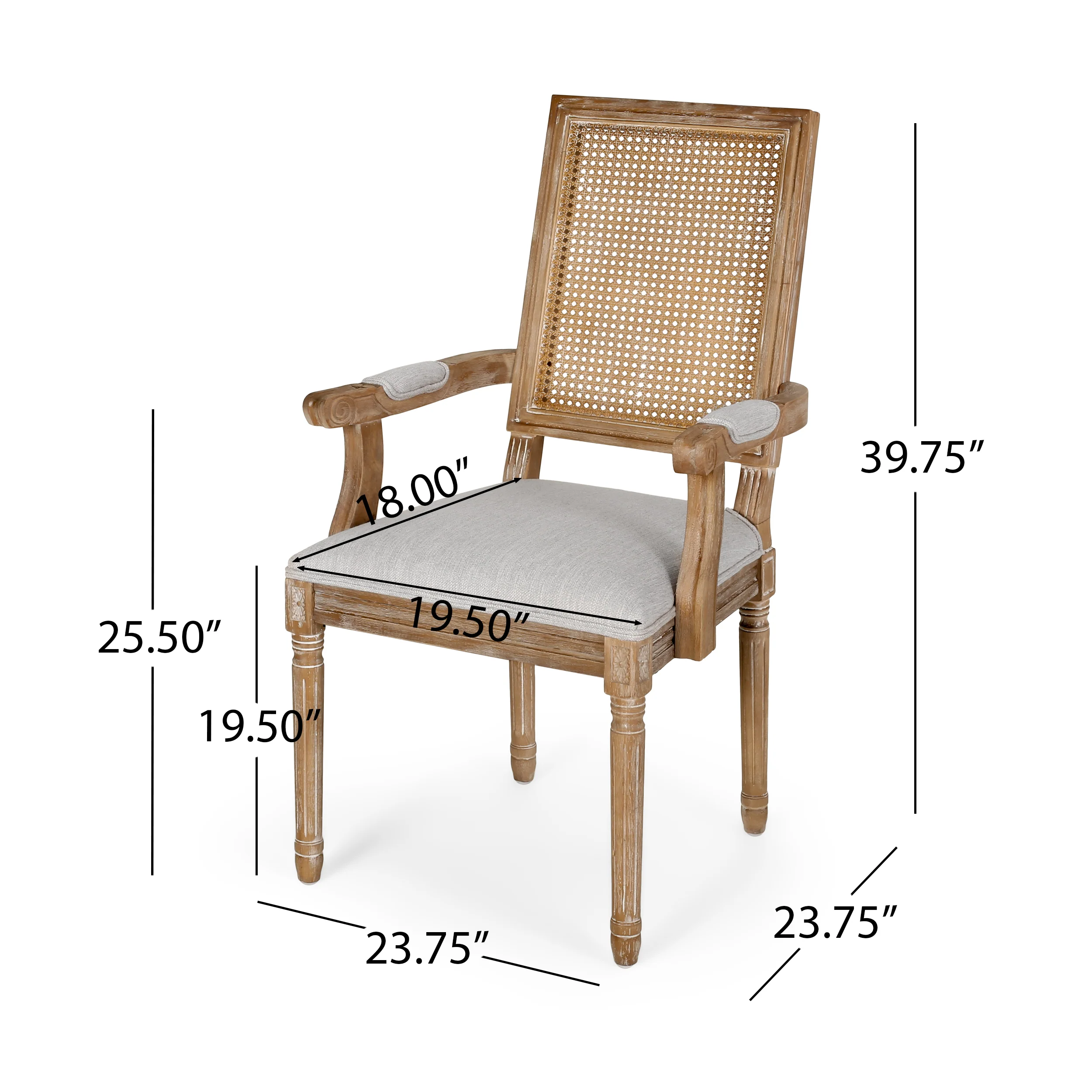 Zentner French Country Upholstered Wood and Cane Upholstered Dining Chairs, Set of 2 - furnishings