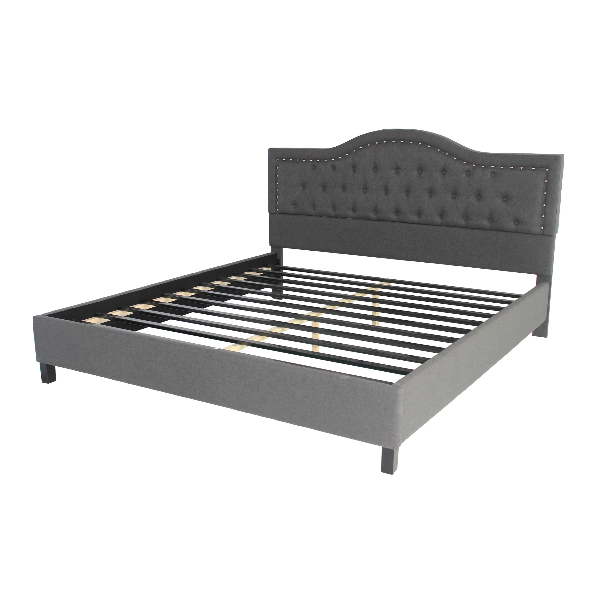 Dante Contemporary Upholstered Bed Set with Nailhead Trim - furnishings