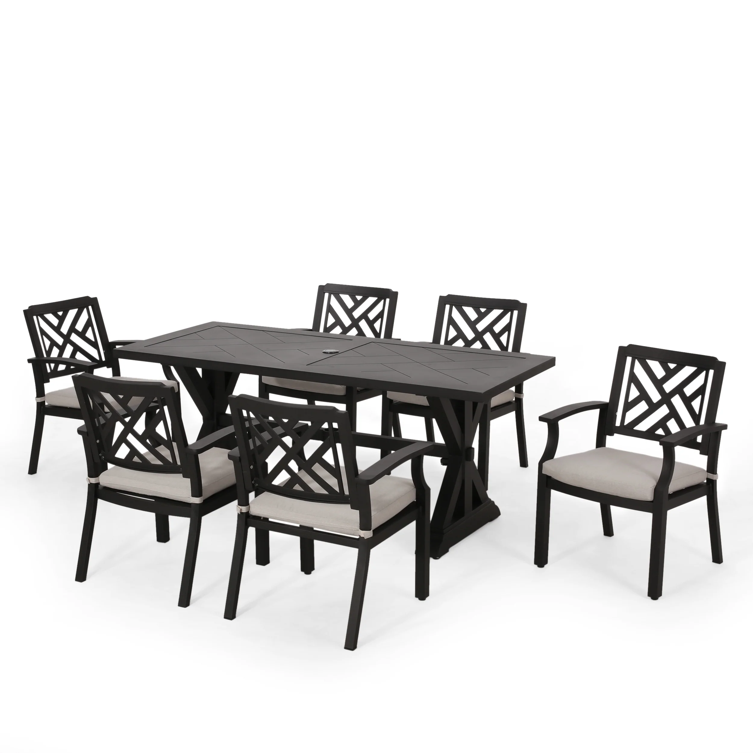 Arlene Waterford Outdoor Aluminum 7 Piece Dining Set - furnishings