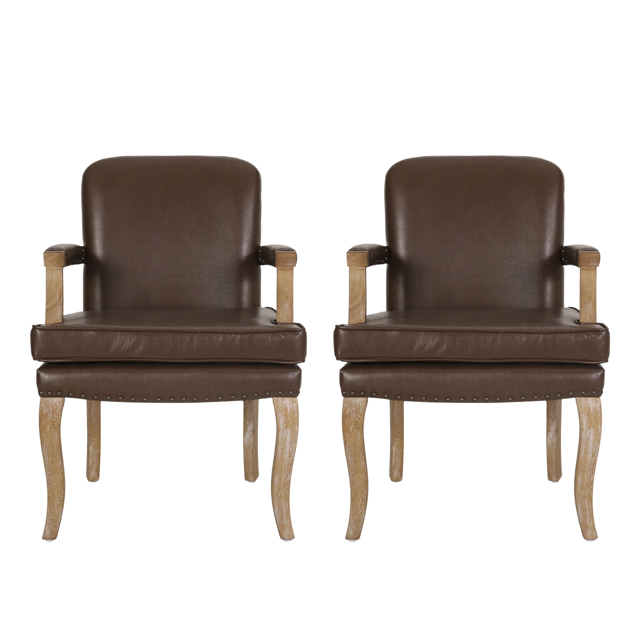 Tim French Country Dining Arm Chair with Nailhead Trim, Set of 2 - furnishings