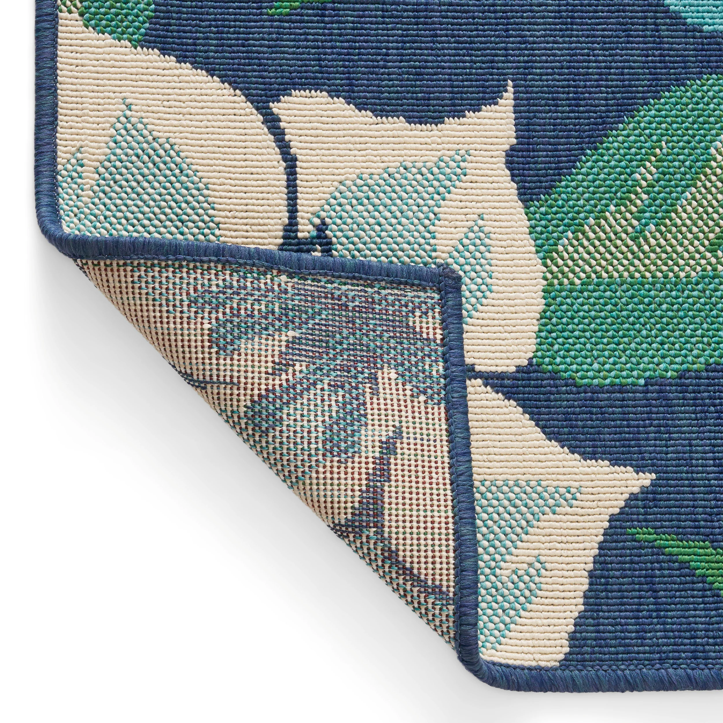 Truda Outdoor Floral Area Rug, Blue and Green - furnishings