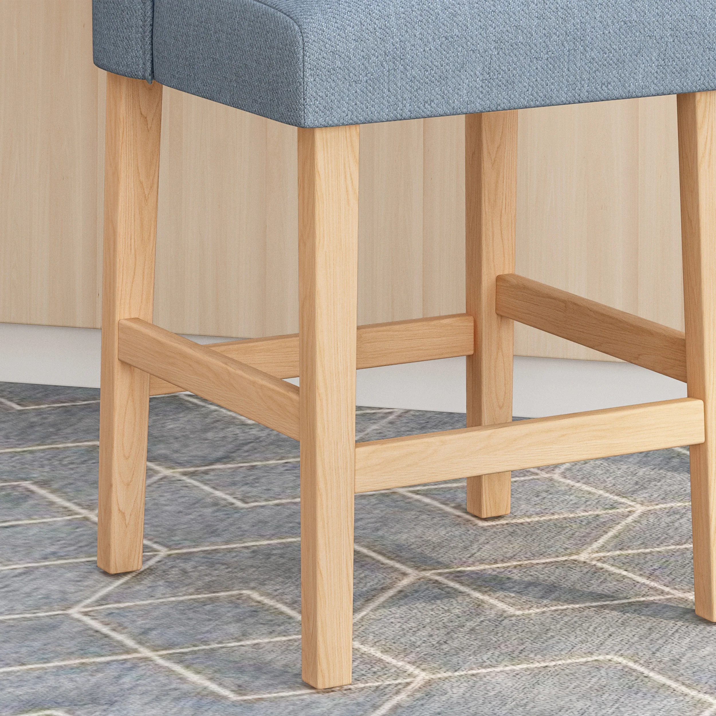 Willamina Button Tufted Fabric Wingback Counterstool (Set of 2) - furnishings