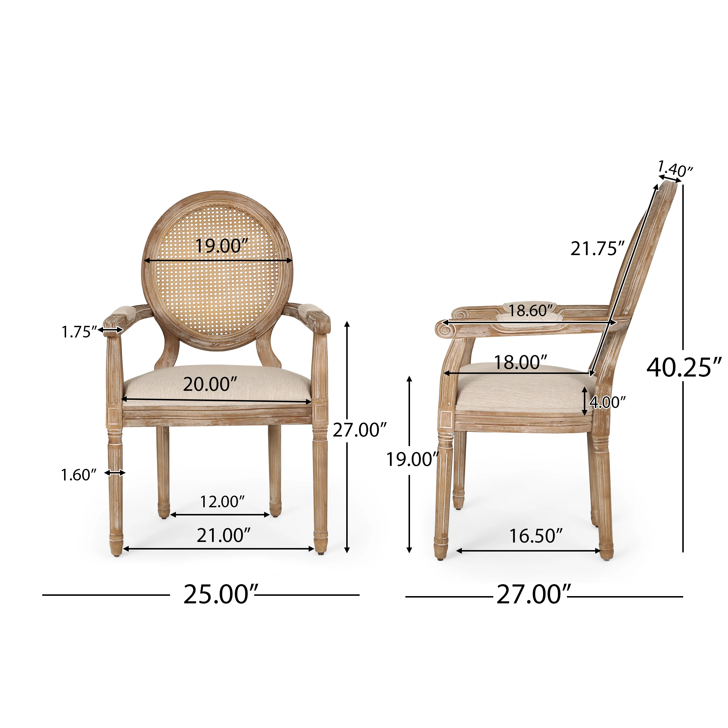 Ismay French Country Wood and Cane 5-Piece Expandable Oval Dining Set - furnishings