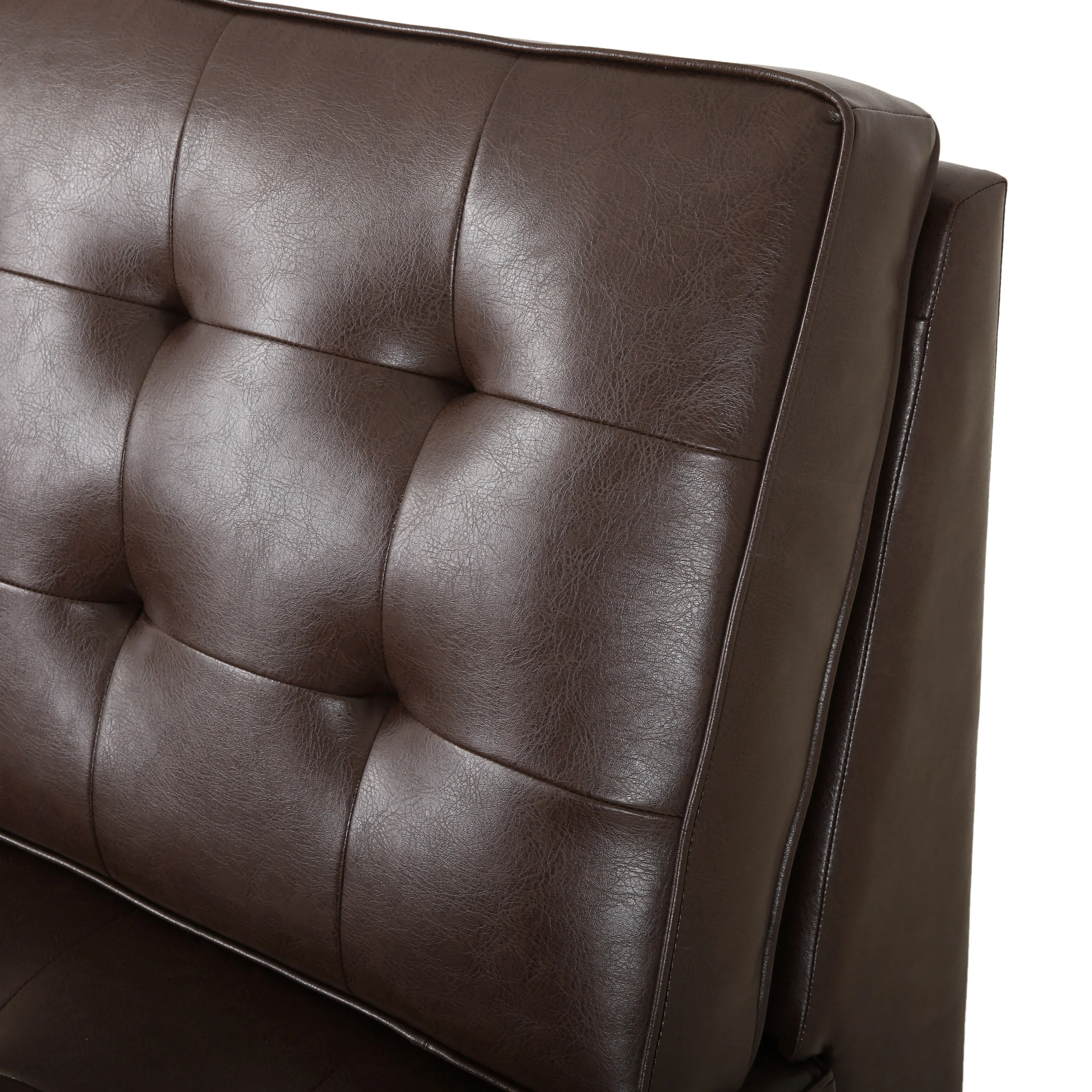 Goliath Contemporary Faux Leather Tufted 5 Seater Sectional Sofa Set - furnishings