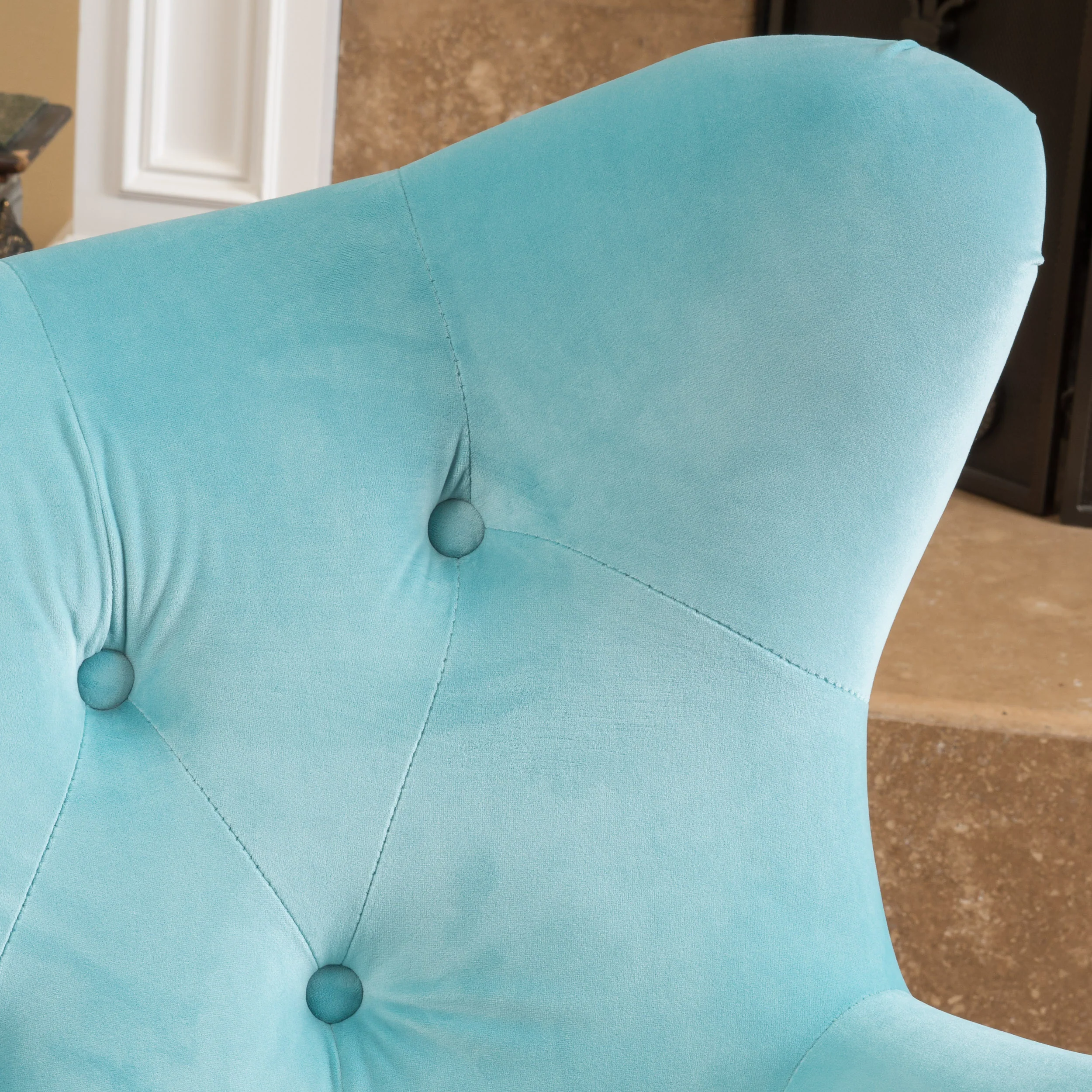 Mae Velvet Tufted Wingback Armchair - furnishings