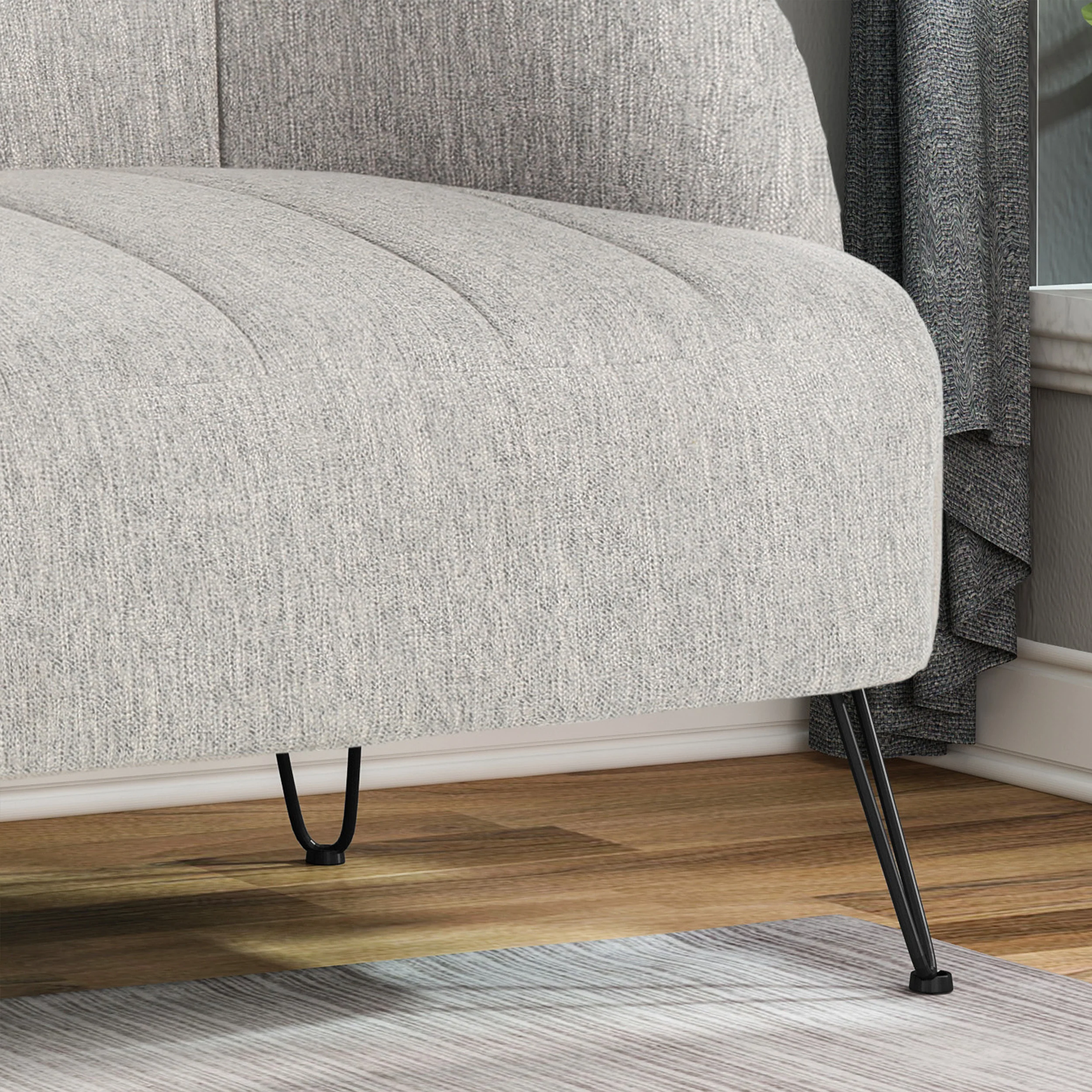 Kyra Modern Fabric Settee with Hairpin Legs - furnishings