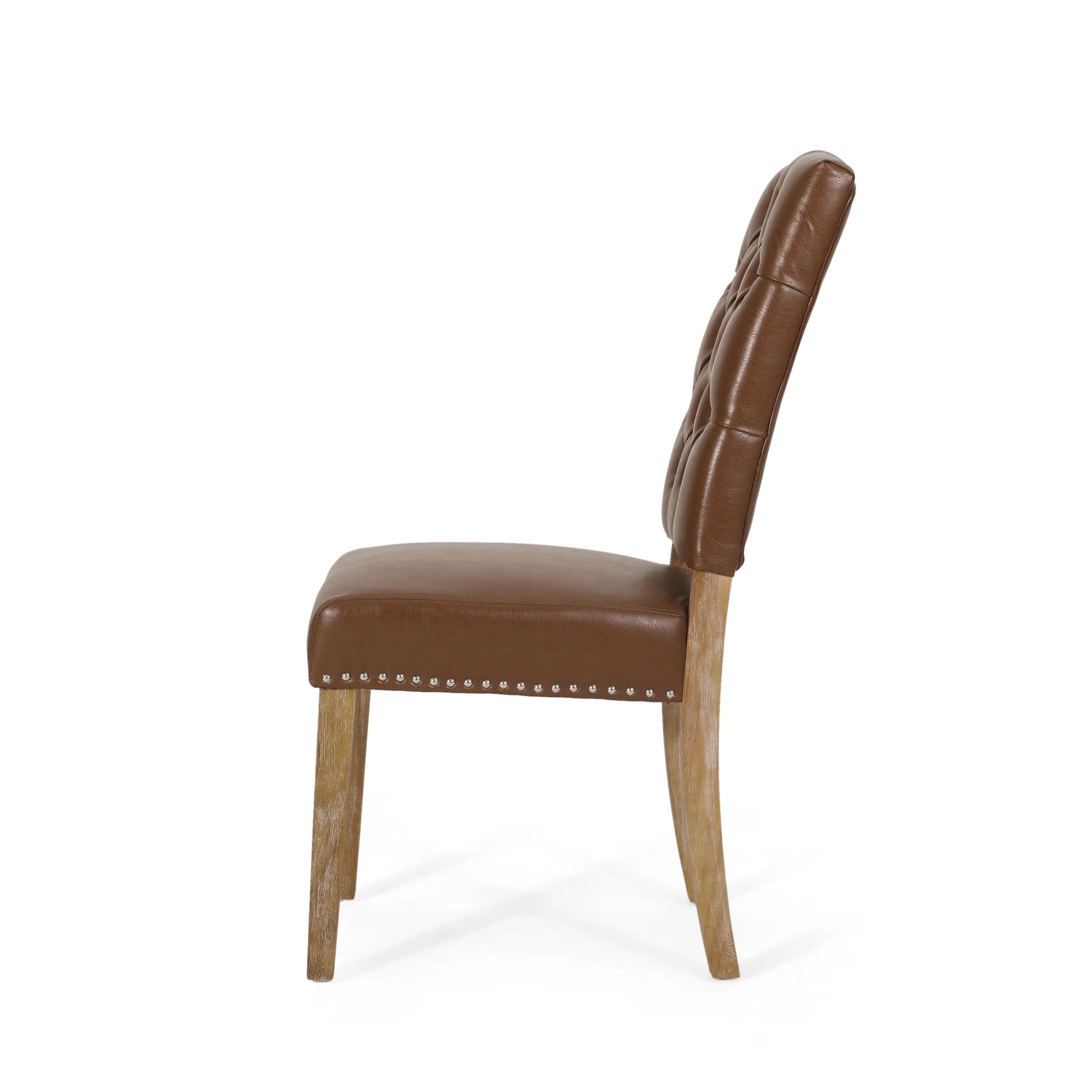 Frances Contemporary Faux Leather Tufted Dining Chairs with Nailhead Trim, Set of 4 - furnishings
