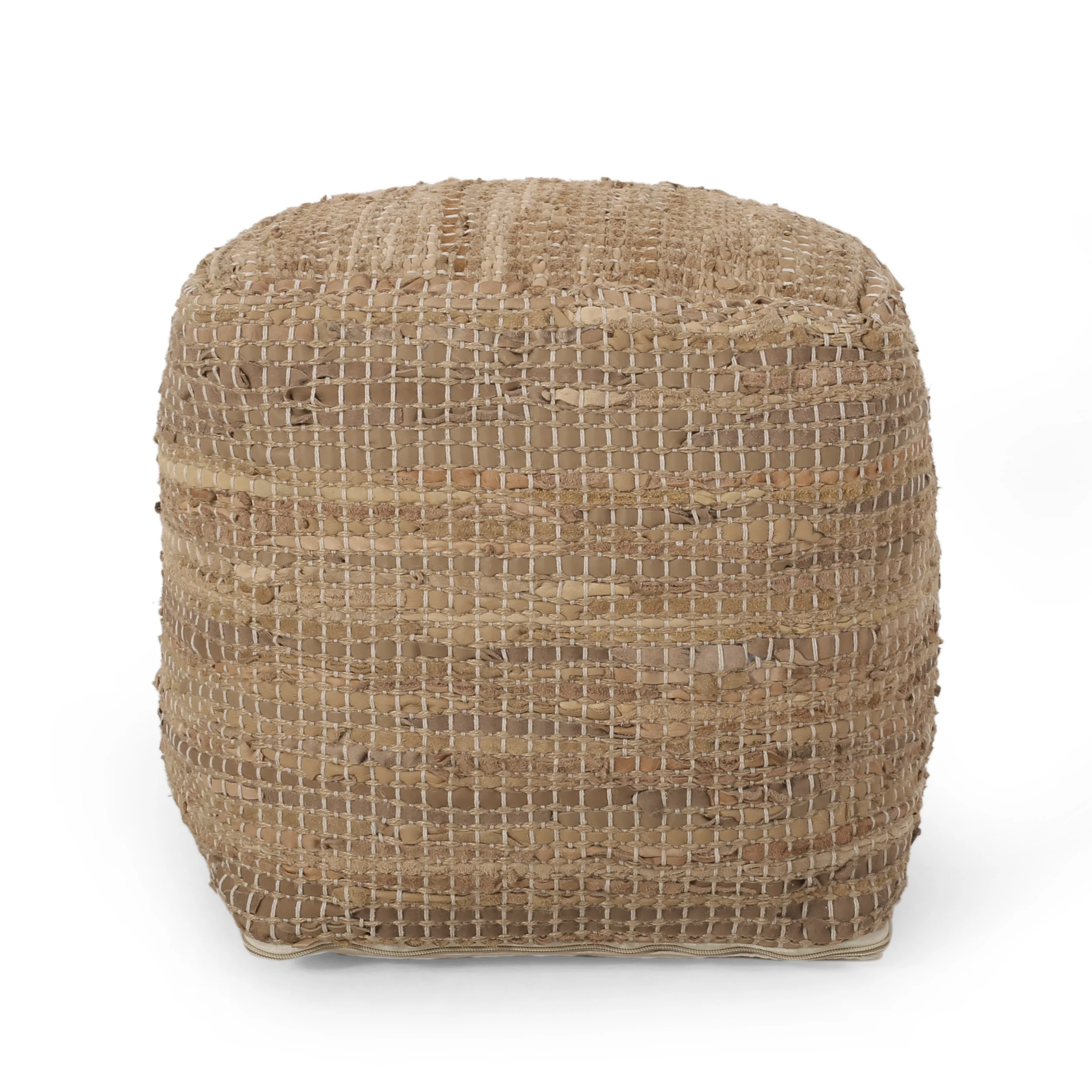 Glencoe Boho Handcrafted Fabric Cube Pouf - furnishings