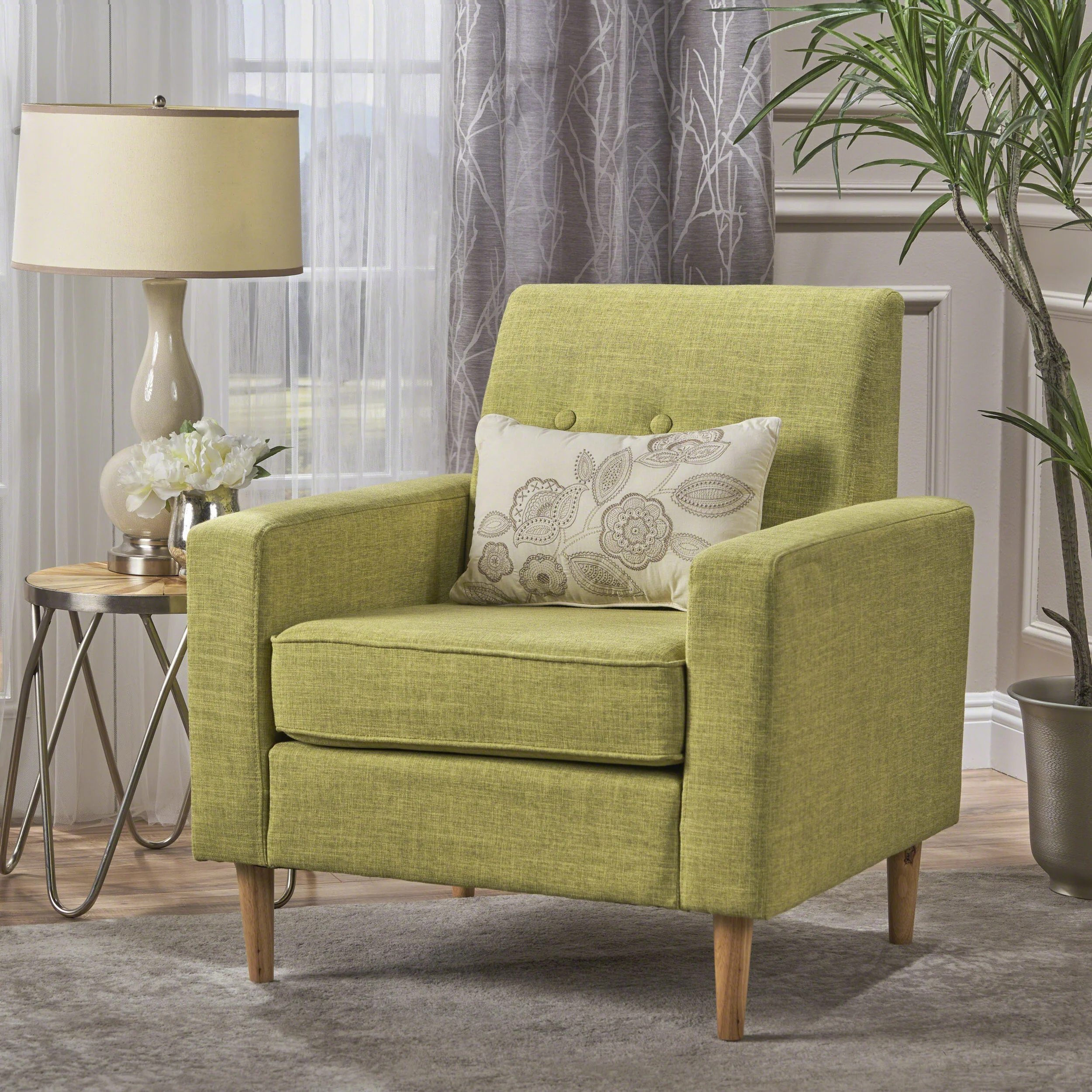 Stratford Mid Century Modern Fabric Club Chair - furnishings