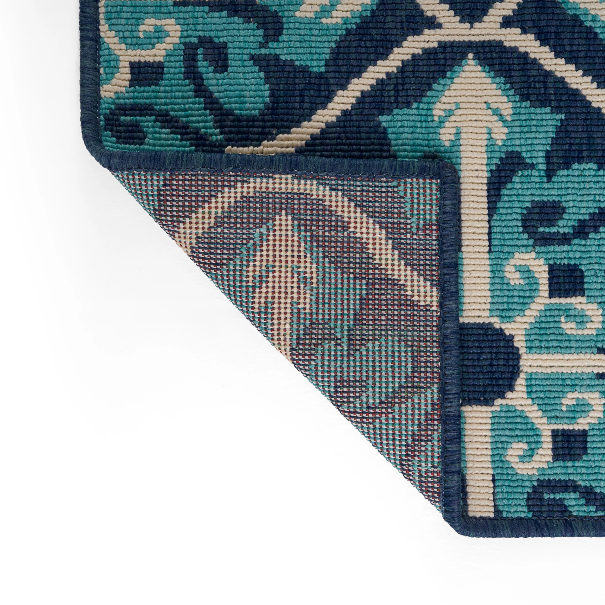 Jamia Outdoor Trellis Area Rug, Navy and Blue - furnishings