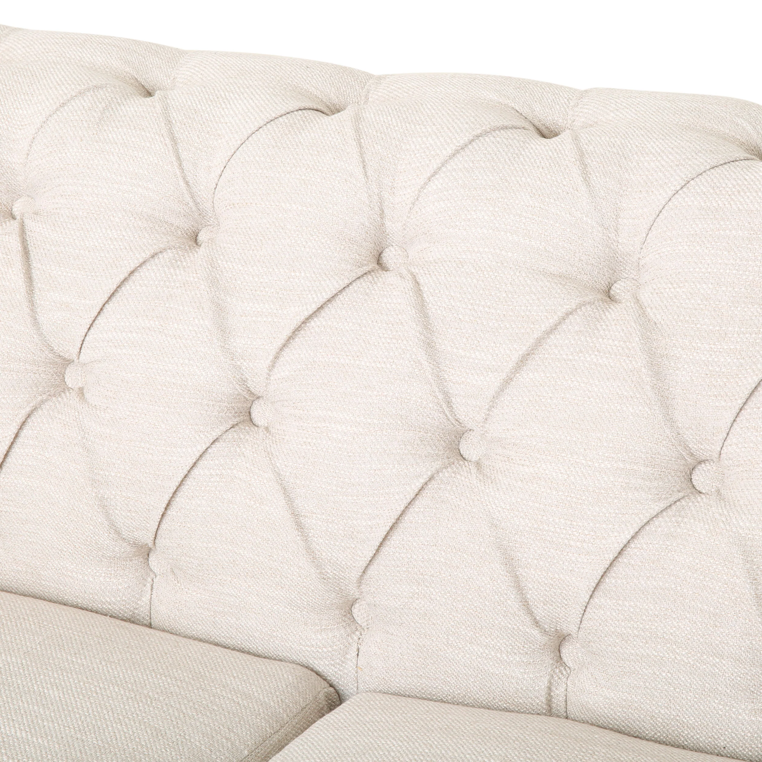 Kinzie Chesterfield Tufted Fabric 3 Seater Sofa with Nailhead Trim - furnishings