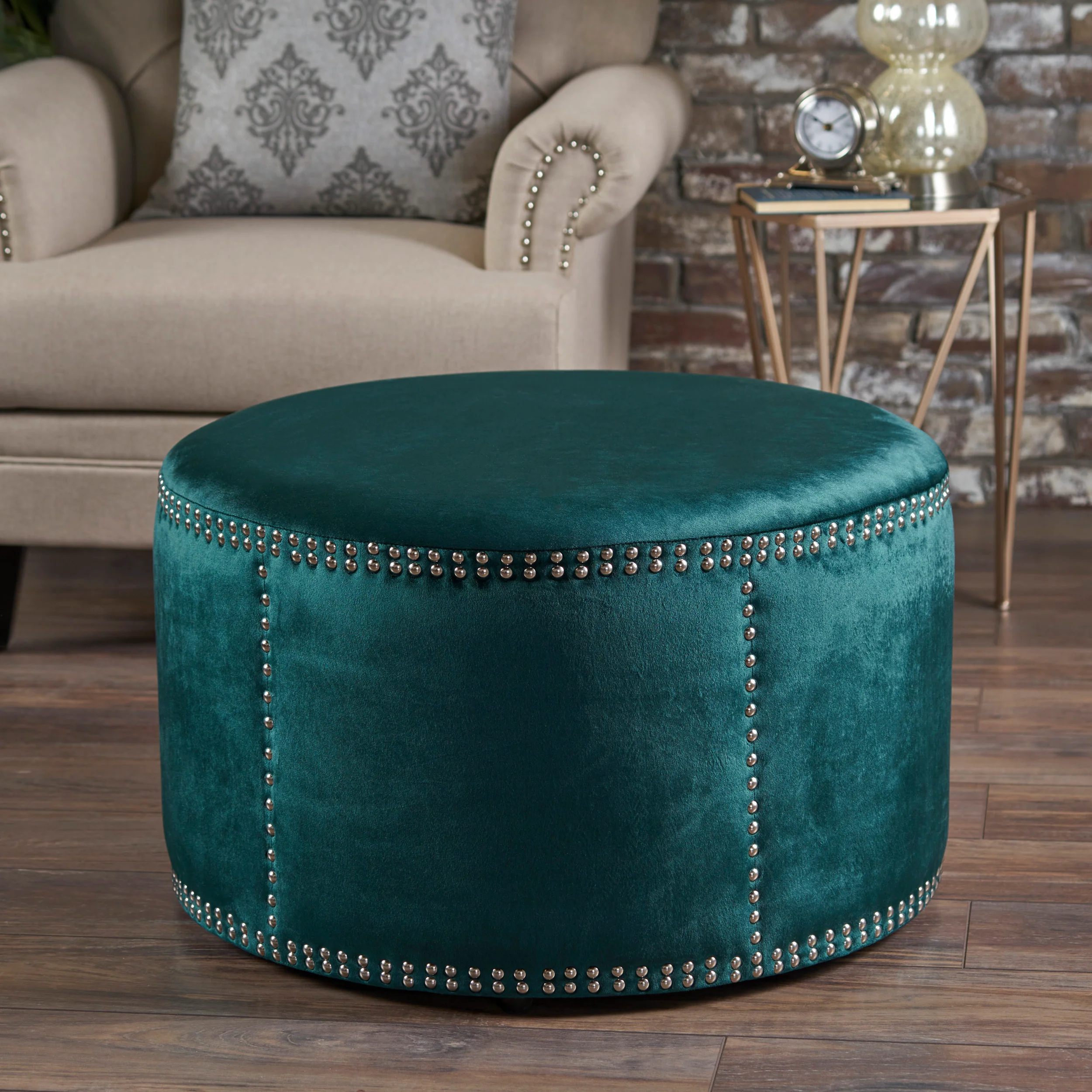 Jesper Studded New Velvet Ottoman - furnishings
