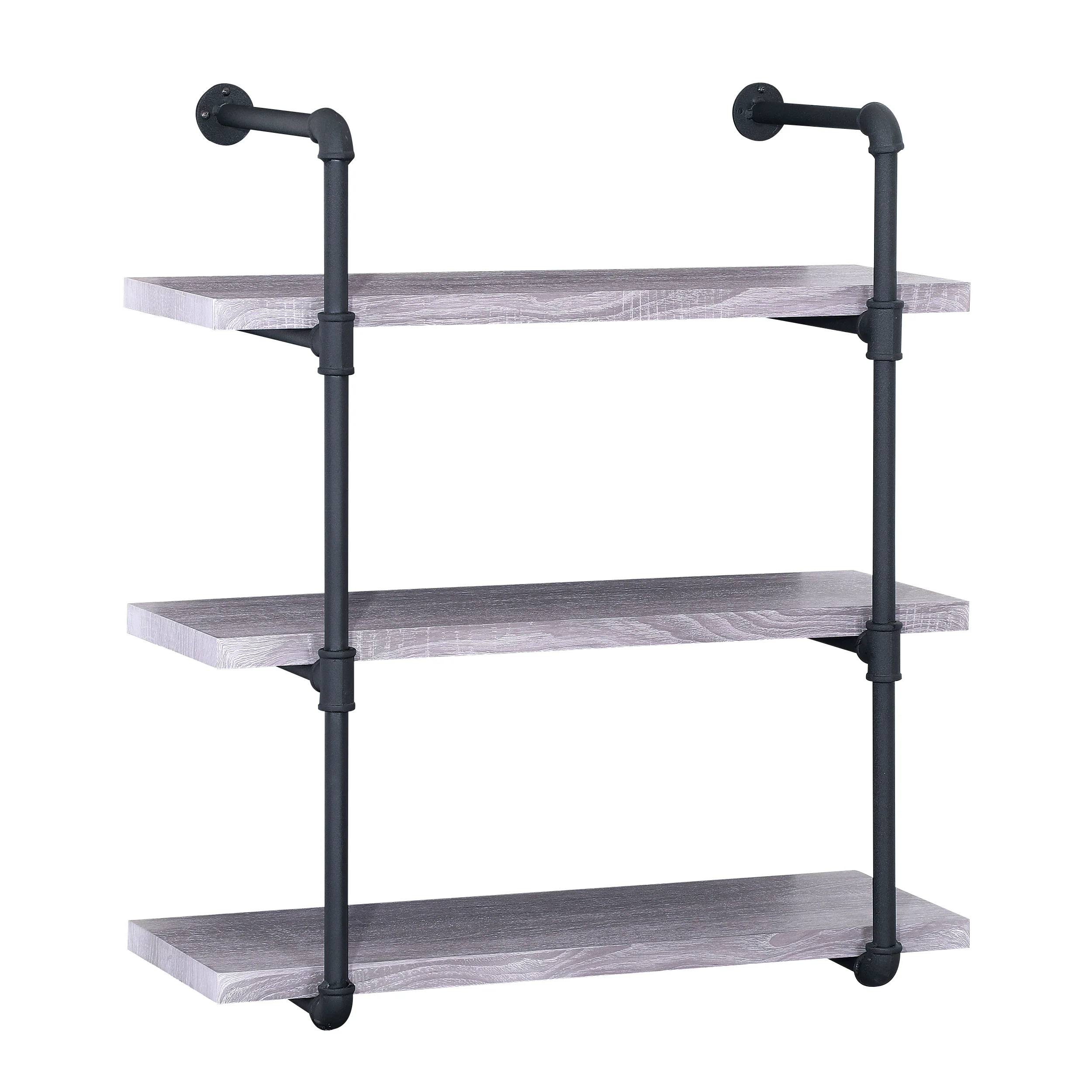 Amya Industrial Pipe Design 3-Tier Wall Mount Floating Shelf - furnishings