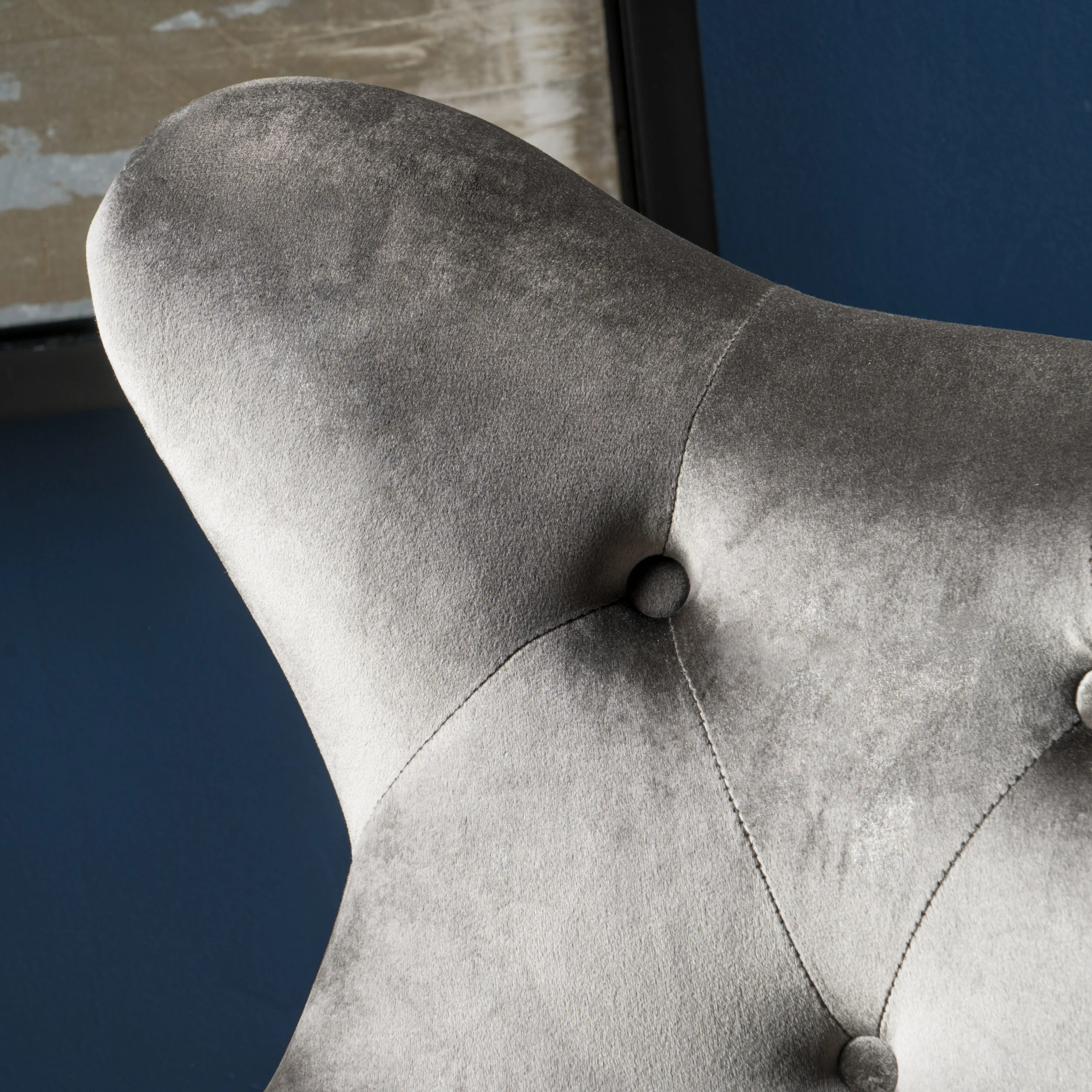 Mae Velvet Tufted Wingback Armchair - furnishings