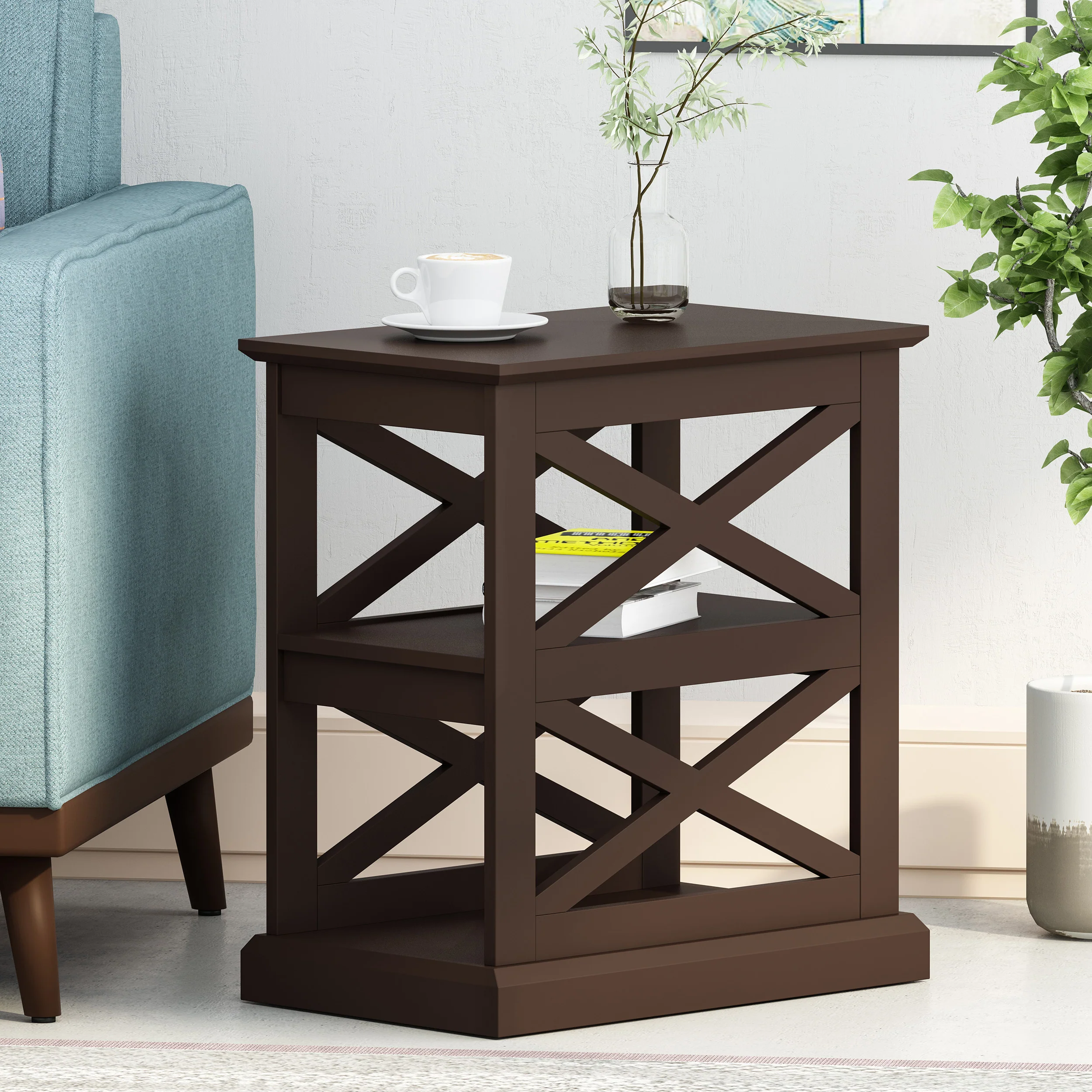 Redett Contemporary 2 Shelf Side Table - furnishings