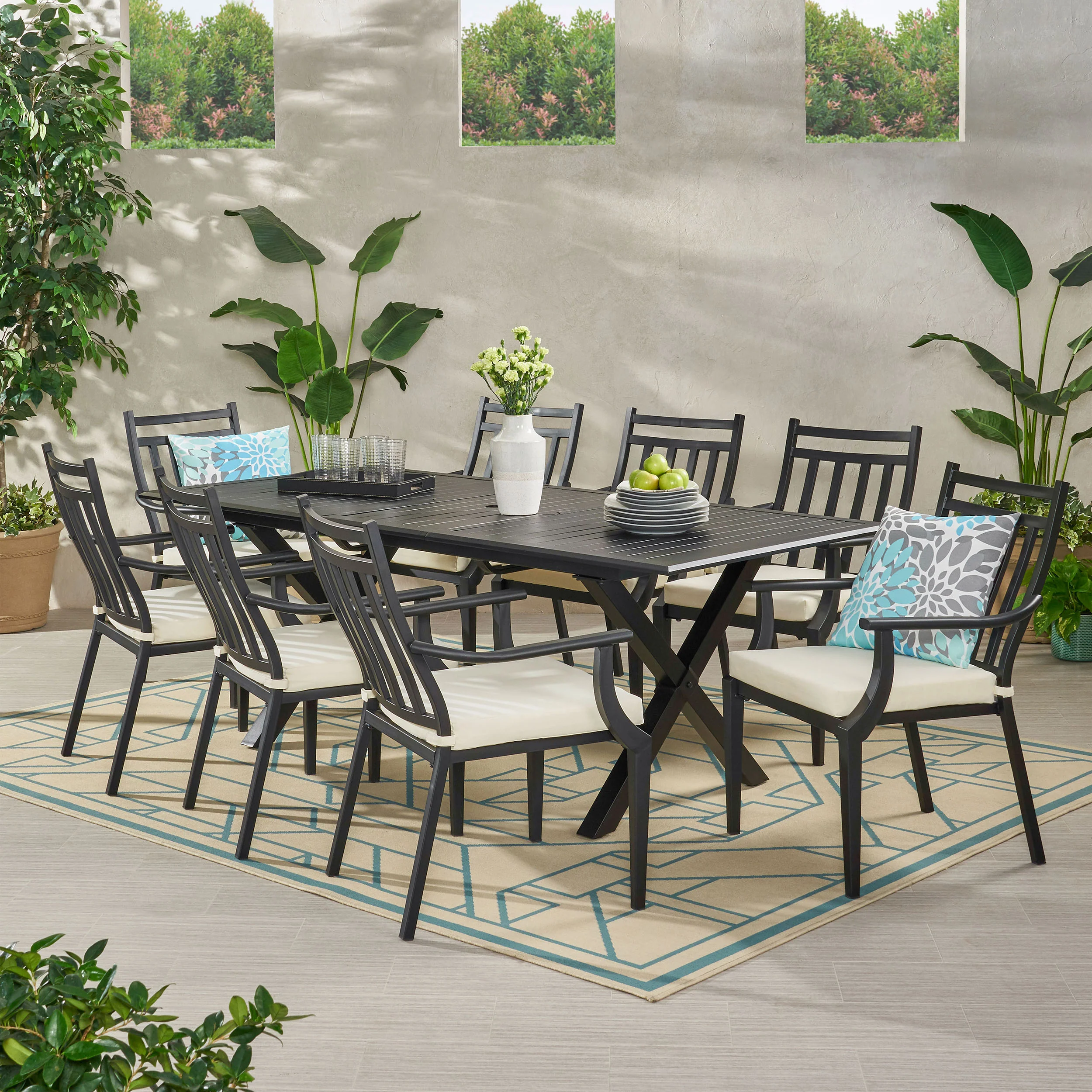 Olive Outdoor 9 Piece Dining Set with Expandable Table - furnishings