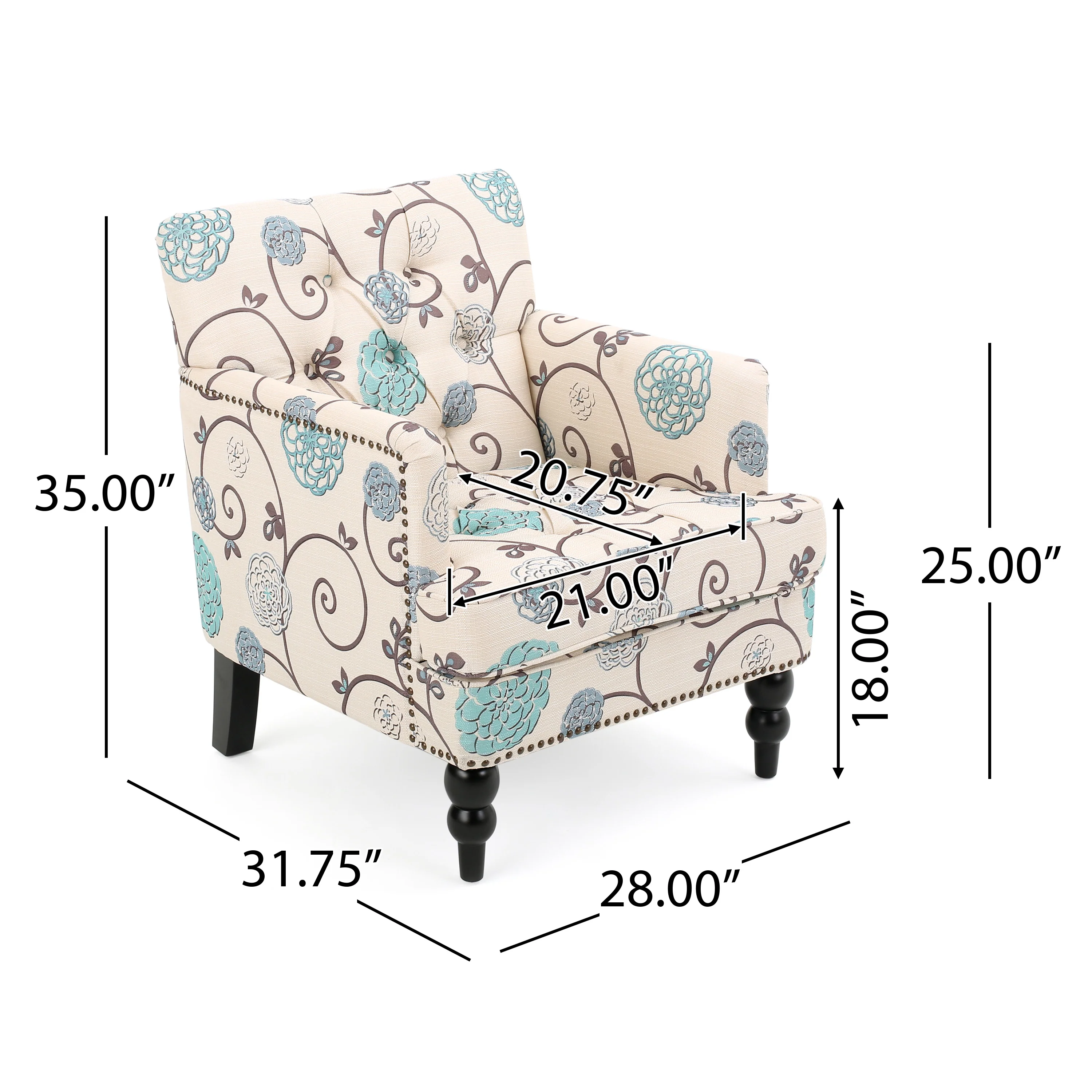 Madene Tufted Back Fabric Club Chair - furnishings