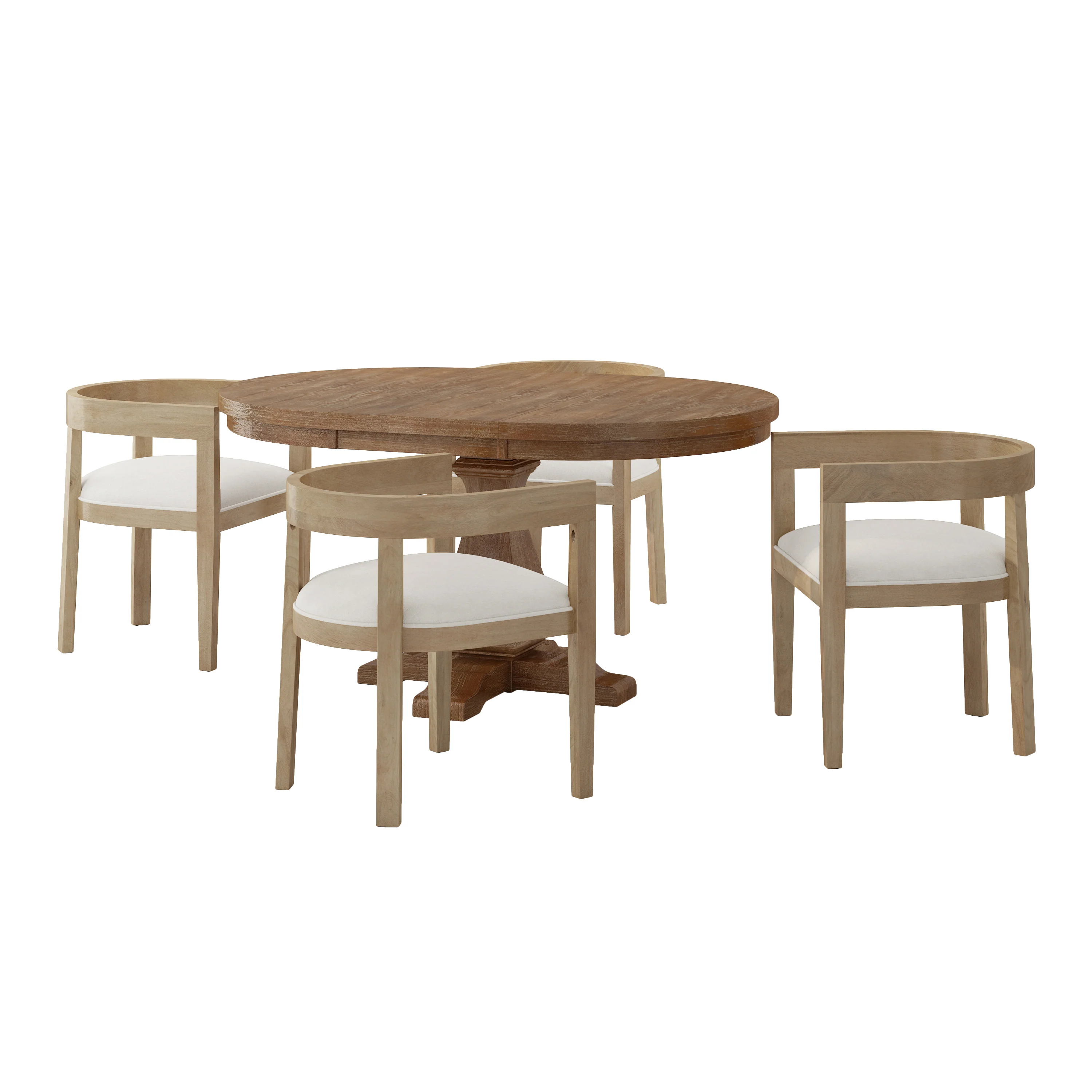 Ladieu Fabric Upholstered Wood 5 Piece Dining Set - furnishings