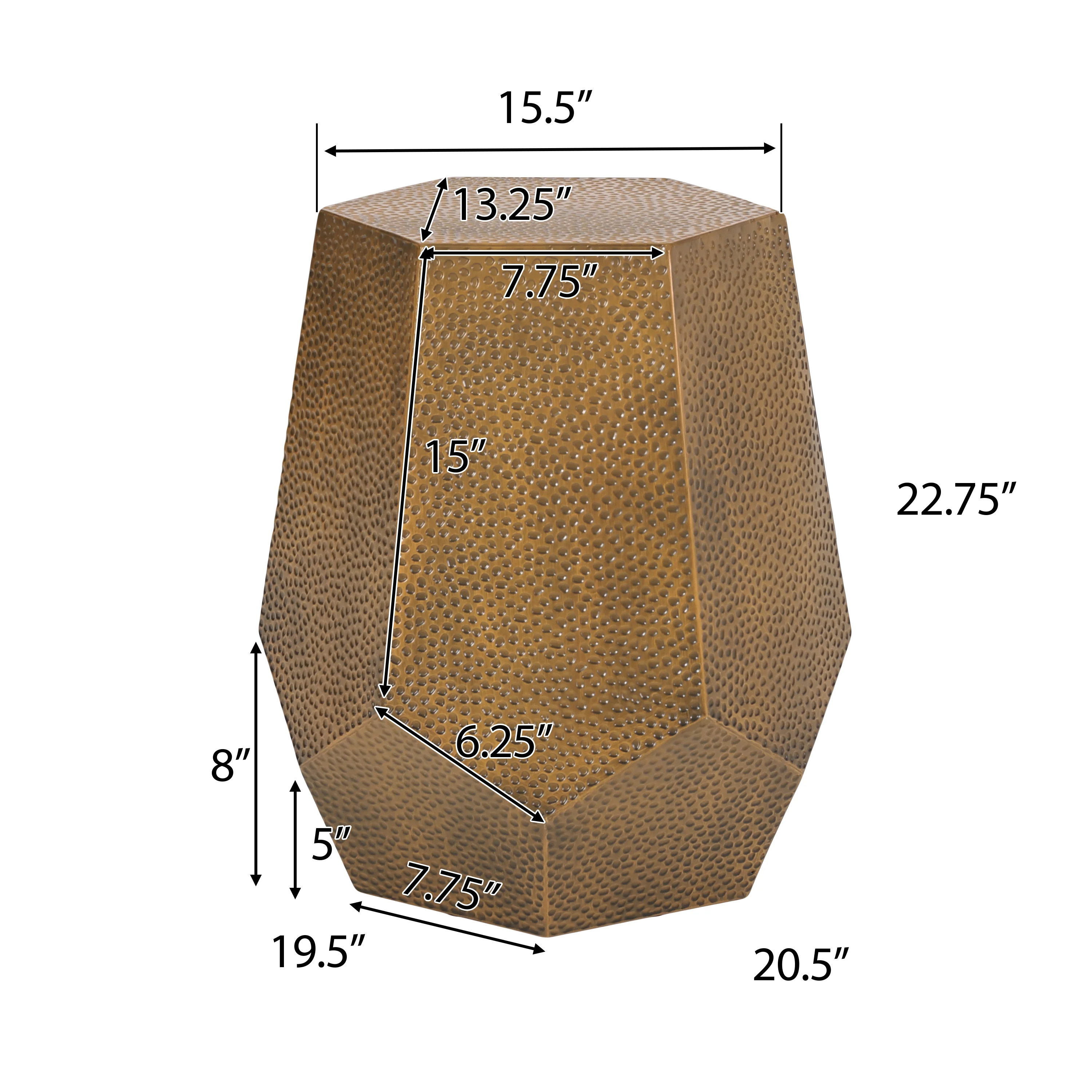 Spofford Modern Hammered Iron Geometric Side Table - furnishings