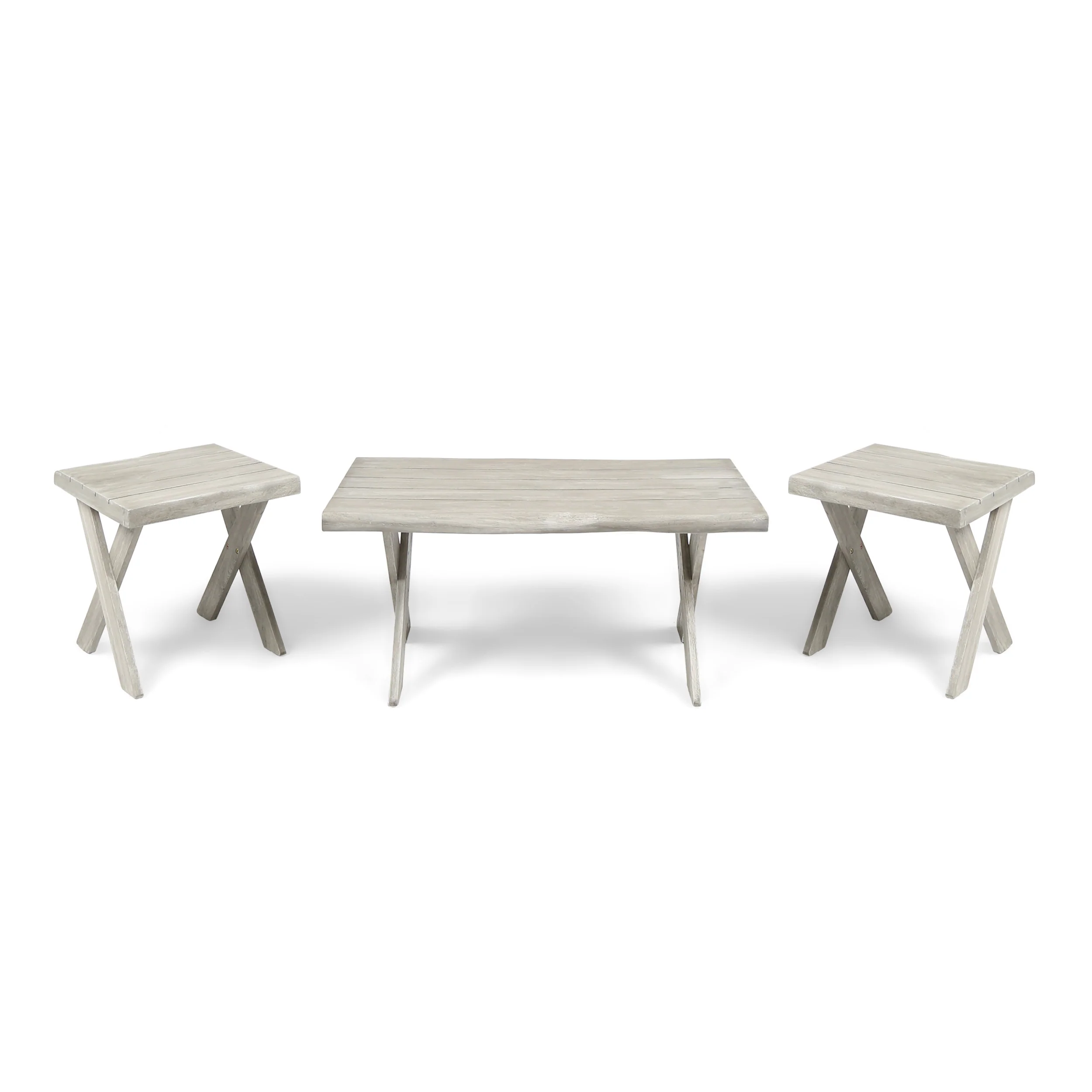 Irene Indoor Farmhouse 3 Piece Acacia Wood Table Set - furnishings