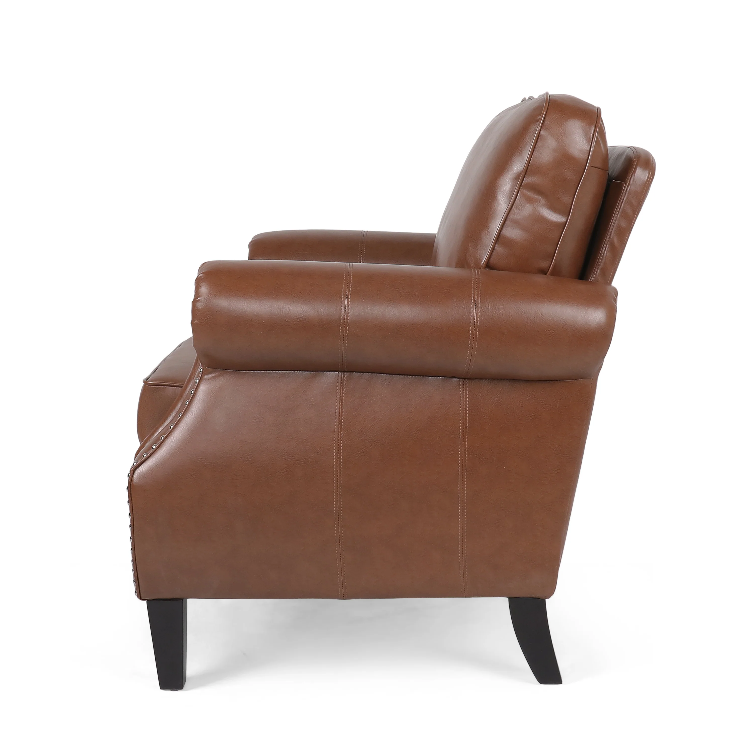 Burkehaven Contemporary Faux Leather Club Chair with Nailhead Trim - furnishings